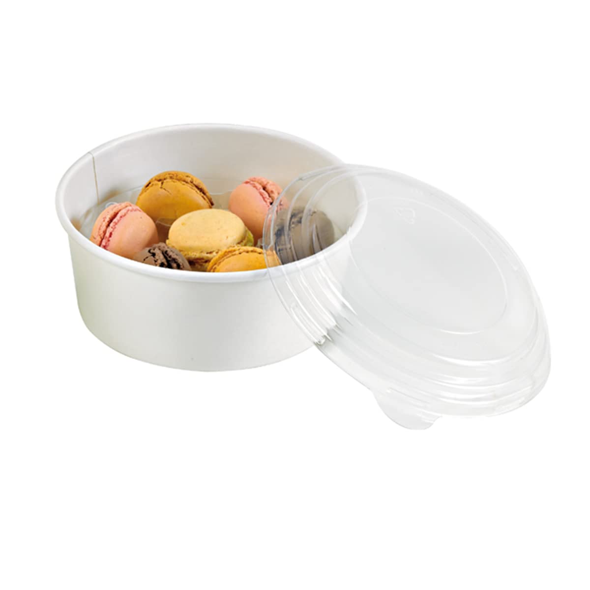 PacknWood 210PC750B - 24 oz Round White Disposable Paper Soup and Salad Bowls - Eco-Friendly Food Storage Containers (5.9