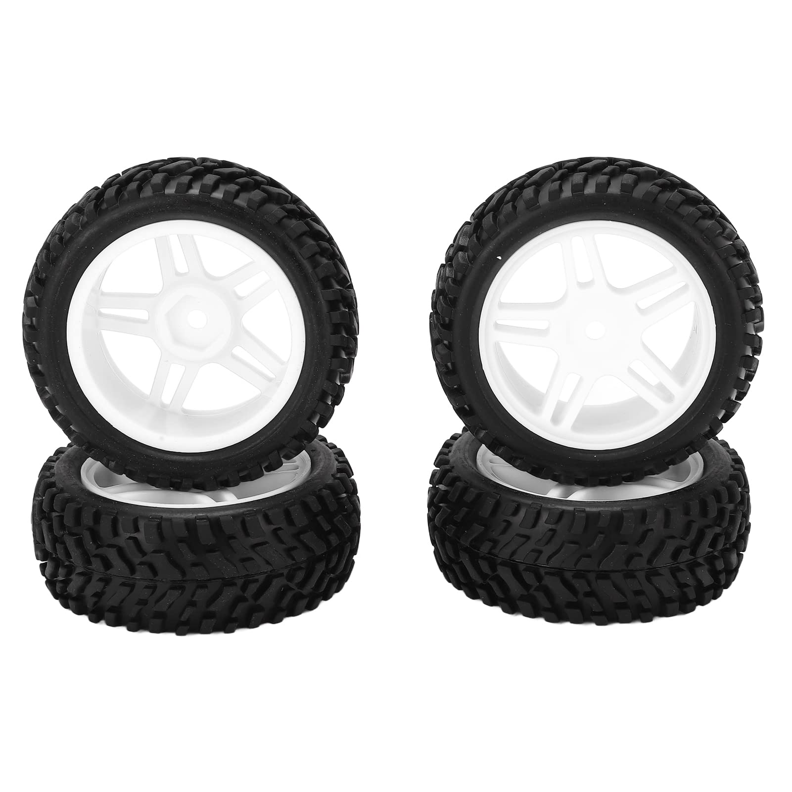 High Grip RC Rally Tires & Wheels Set - Sponge Lined Rubber Tires with Plastic Wheel Frame for Wltoys 144001 1/14 Scale Off-Road RC Car (White) - Perfect for Racing, Drifting & Off-Road Adventures