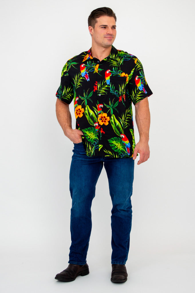 Dinosaur Print T-Shirt for Men & Women | Parrot Design | Eco-Friendly Woven Bamboo Fabric | Casual Wear & Outdoor Activities