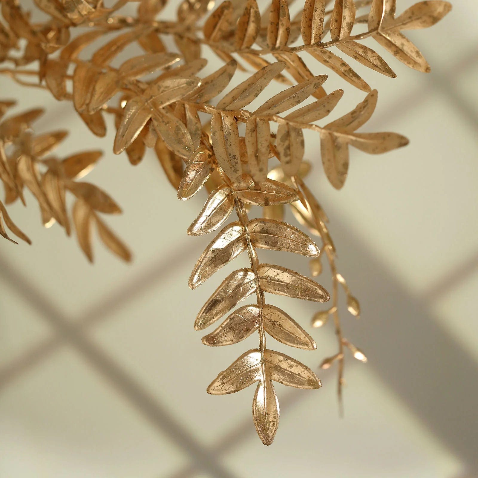 2 Pack Gold Metallic Artificial Fern Leaf Branches - 21