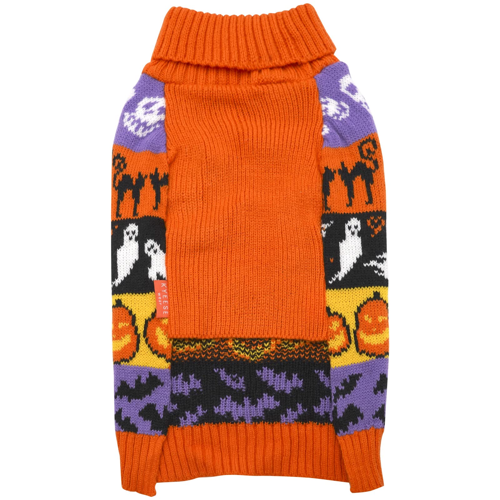 KYEESE Halloween Dog Sweater for Small Dogs - Cute Pumpkin Ghost Pattern Pet Apparel, Size L - Perfect for Halloween Costume Parties & Photo Shoots
