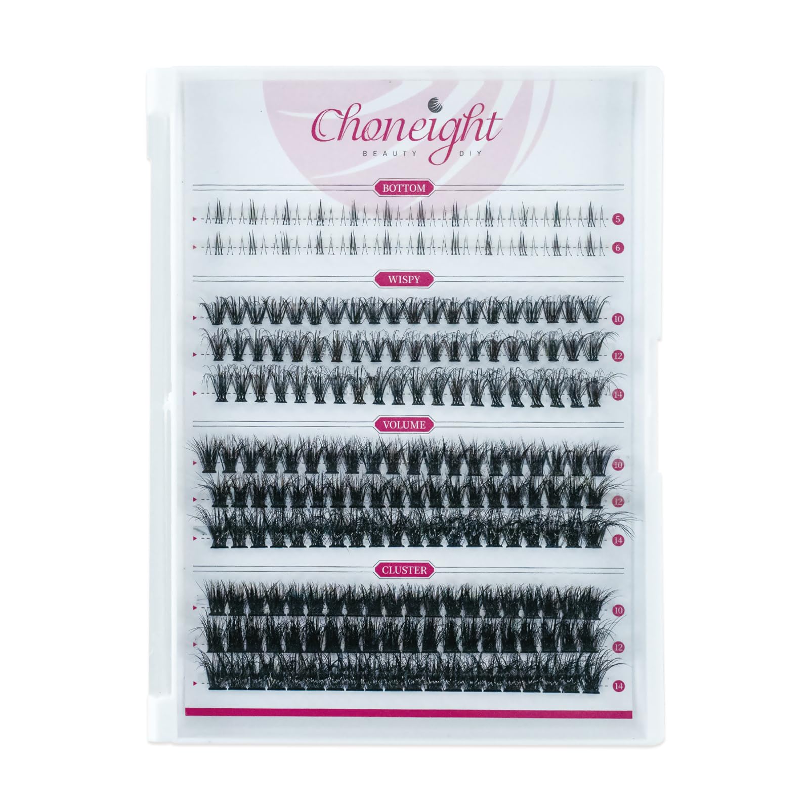 20D/60D/80D False Eyelashes Kit - 24pcs 5-6mm Lower Lashes & 180pcs 10-14mm Lash Clusters - D Curl Individual Eyelash Extensions for DIY Volume & Natural Look - Perfect for Bridal, Party & Daily Wear