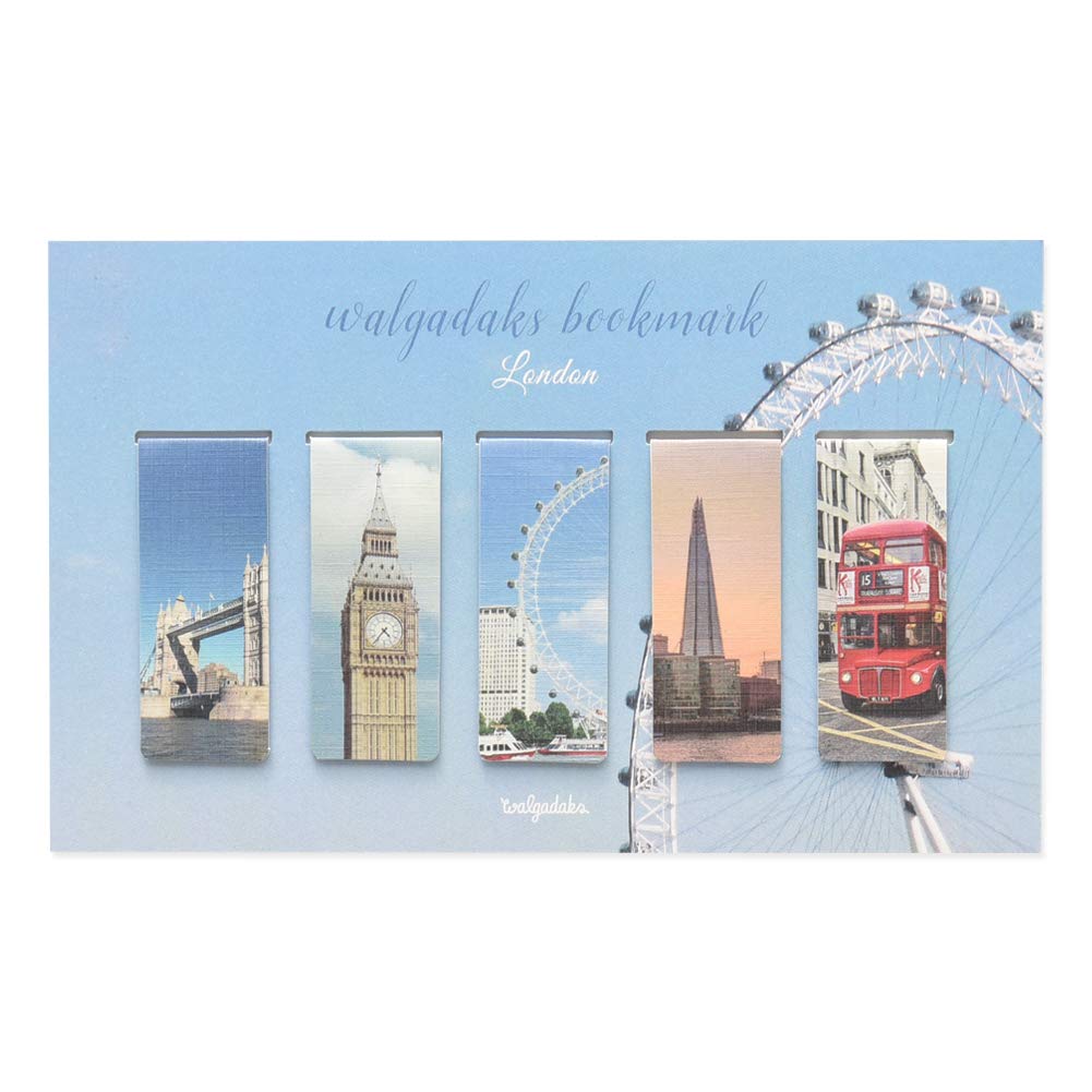 Monolike Magnetic Bookmarks London - Set of 5 Elegant Magnetic Page Markers for Books, Notebooks & Planners | Perfect Gift for Book Lovers & Office Use