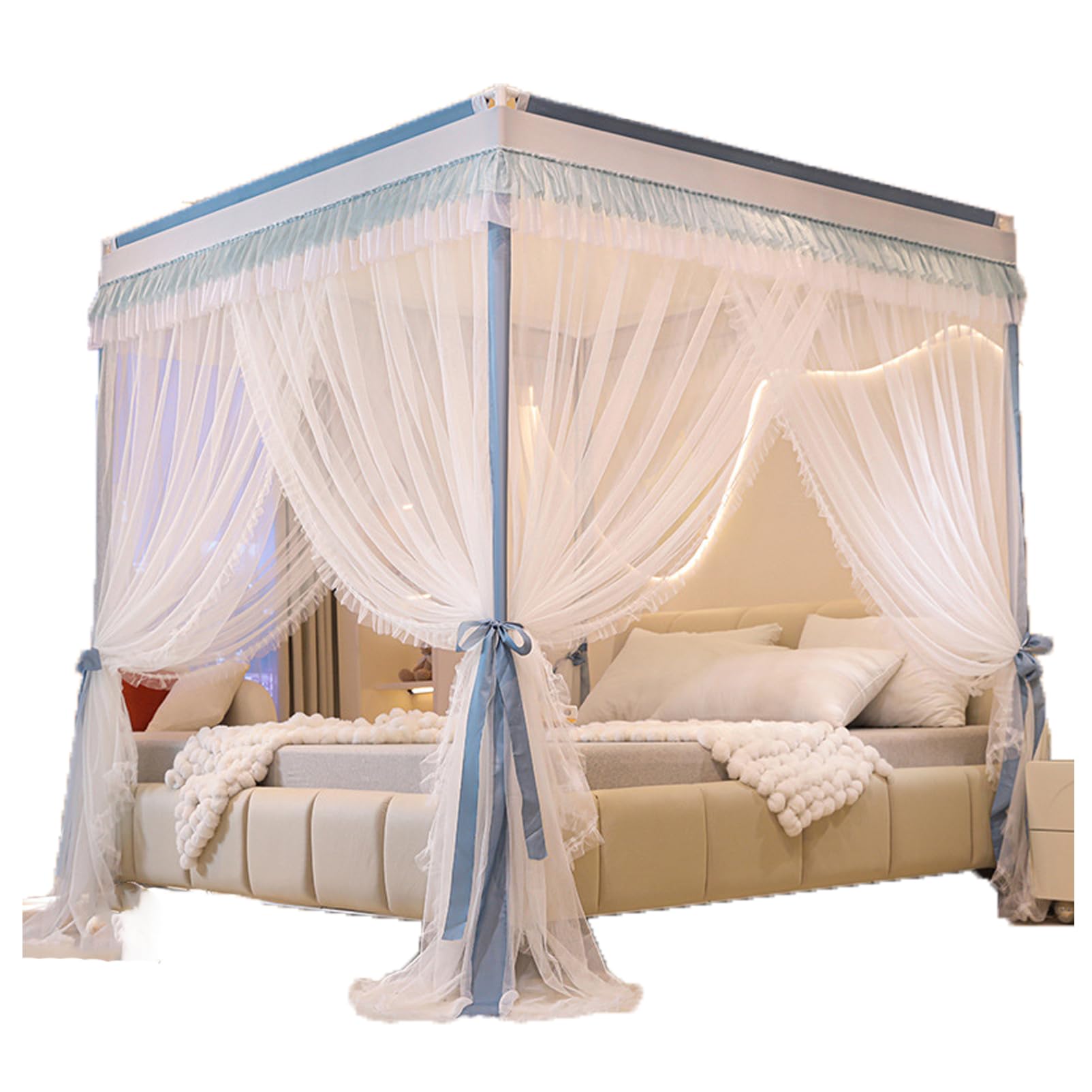 Portable Mosquito Net for Bed - Light Reducing Hanging Canopy with Easy Installation - Breathable Princess Bed Drapes for Full, Queen & King Size Beds - Perfect for Outdoor Camping, Nursery Rooms & Bedroom Decor