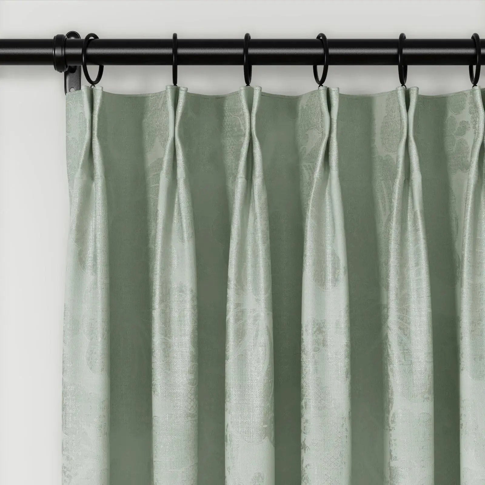Lydia Plants Jacquard Curtain Pleated - Elegant Floral Print Blackout Drapes for Living Room, Bedroom & Nursery - Home Decor Window Treatments for Privacy & Light Control