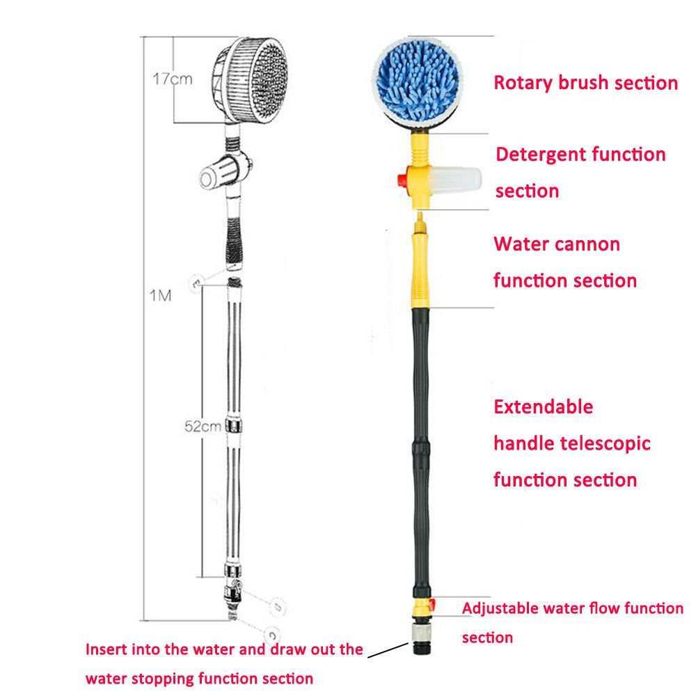 JSCARLIFE Pressure Washer Car Brush Attachment - 360° Rotating Wash Brush for Cars, Trucks, Trailers & RVs - Perfect for Driveway Cleaning & Vehicle Detailing