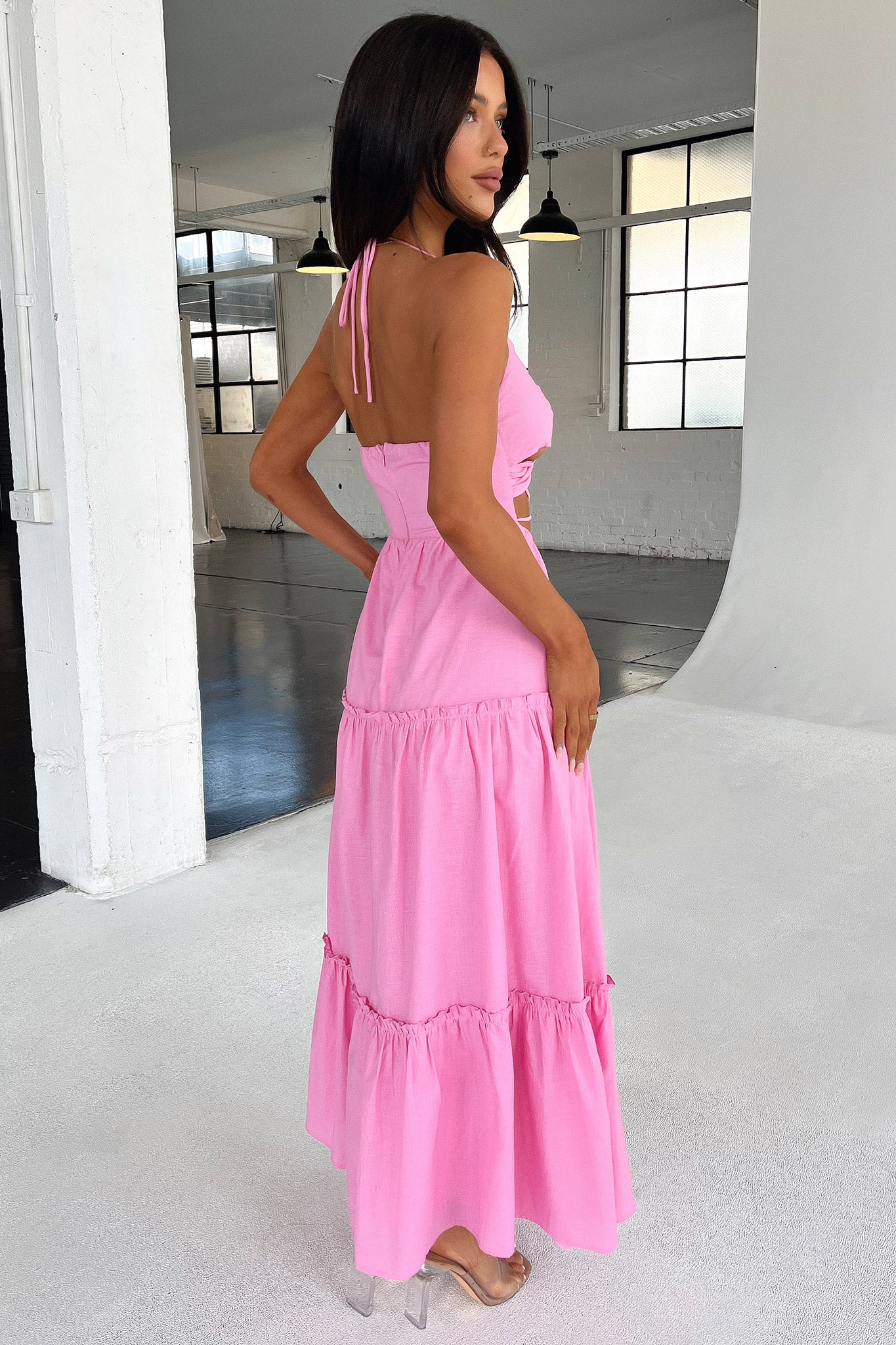 Lucy Maxi Dress for Women - Flowy Pink Summer Dress for Beach, Wedding & Casual Wear | Elegant Long Dress with Comfortable Fit