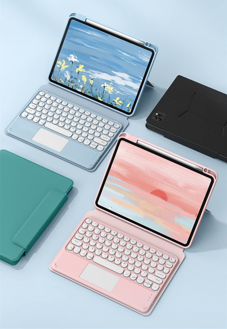 Wireless Bluetooth Keyboard Case for iPad 9/8/7/Air 3/Pro 10.5 with Pencil Holder & Detachable Magnetic Back Cover - Slim Protective Trackpad Keyboard in Lavender Purple | Perfect for Work, Study & Travel