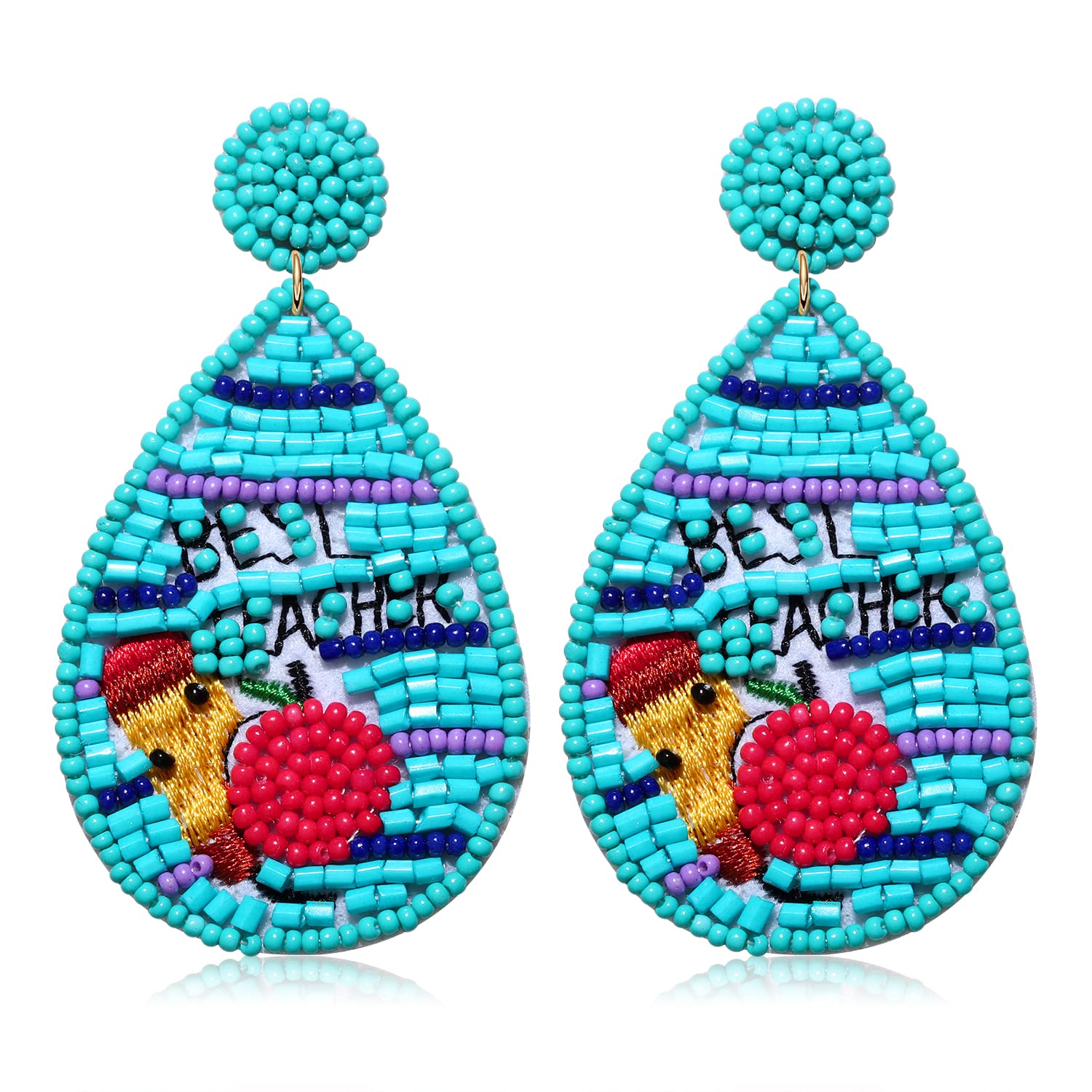 Handmade Seed Bead Teardrop Dangle Earrings for Women - Elegant Statement Jewelry Gift for Teachers, Back to School & Appreciation Day | Perfect for Classroom, Office & Special Occasions