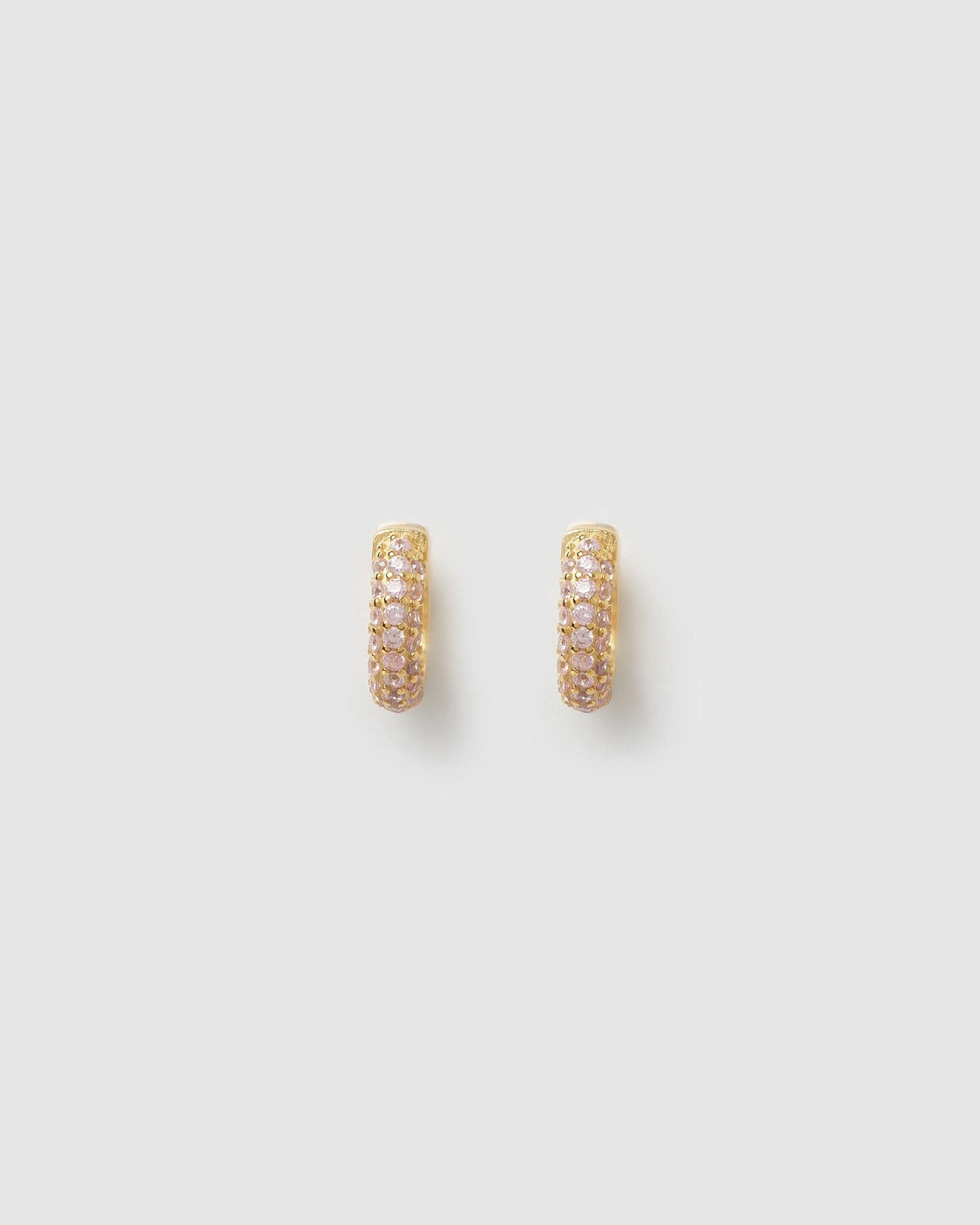 Izoa Mini Huggie Earrings - 14K Gold Plated Baby Pink Hoop Earrings for Women | Perfect for Everyday Wear, Date Night & Gifts