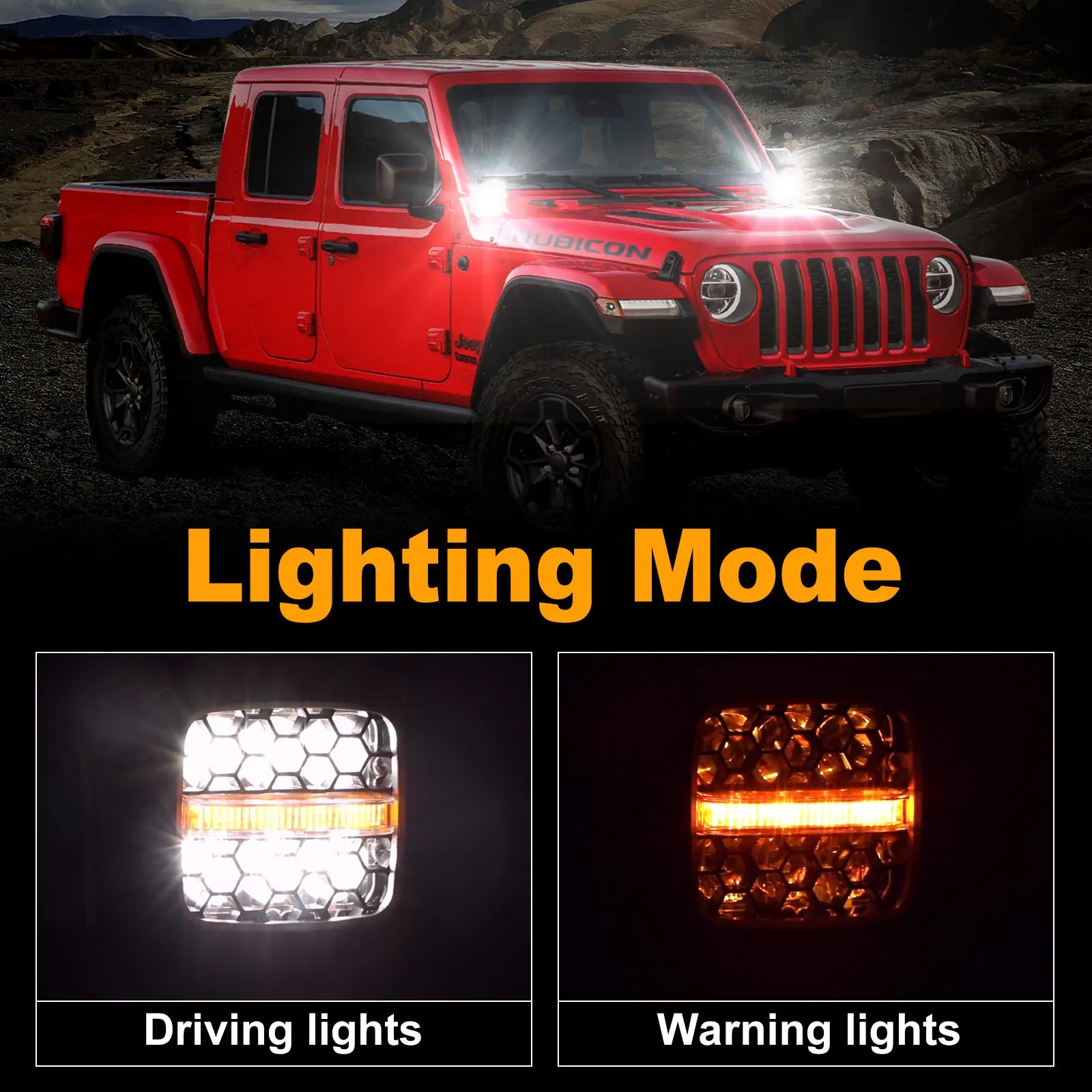 60W LED Cube Lights Amber Warning Light for Pickup Truck, Jeep, ATV, UTV, Motorcycle - Durable Black Off-Road Lighting for Emergency, Work Zone & Trail Safety