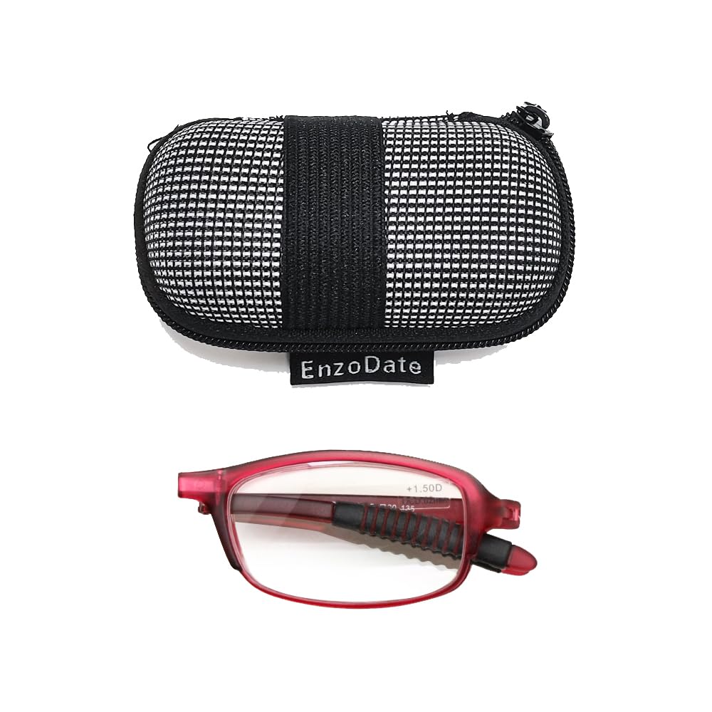 Flexible Mini Folding Reading Glasses 1.0 to +3.5 Diopter - Lightweight Pocket Readers for Men & Women with Presbyopia (Red) - Perfect for Travel, Reading & Everyday Use