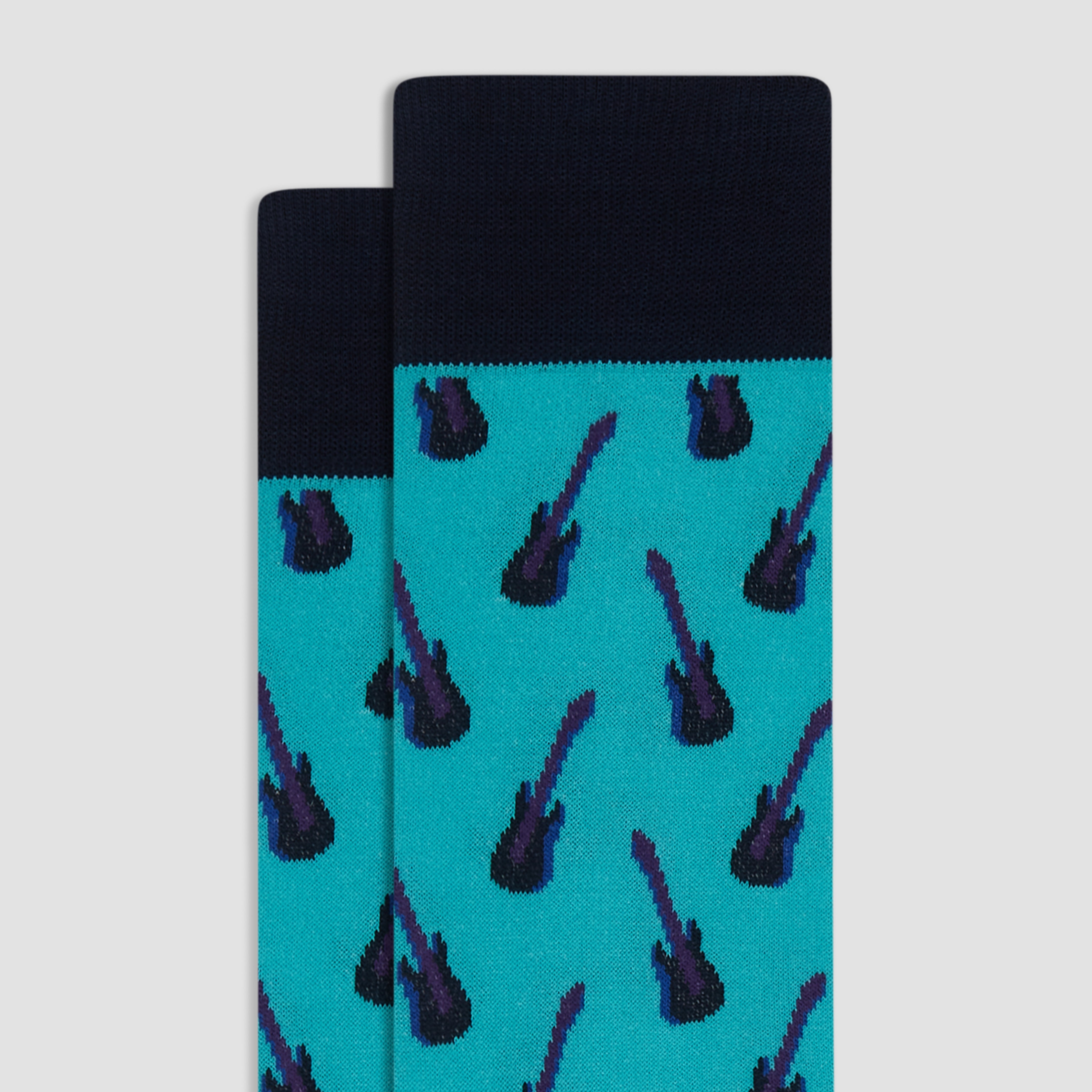 Premium Guitar Print Mid Calf Socks - Comfortable Cotton Blend Music Lover Socks for Men & Women - Perfect for Musicians, Concerts, and Casual Wear