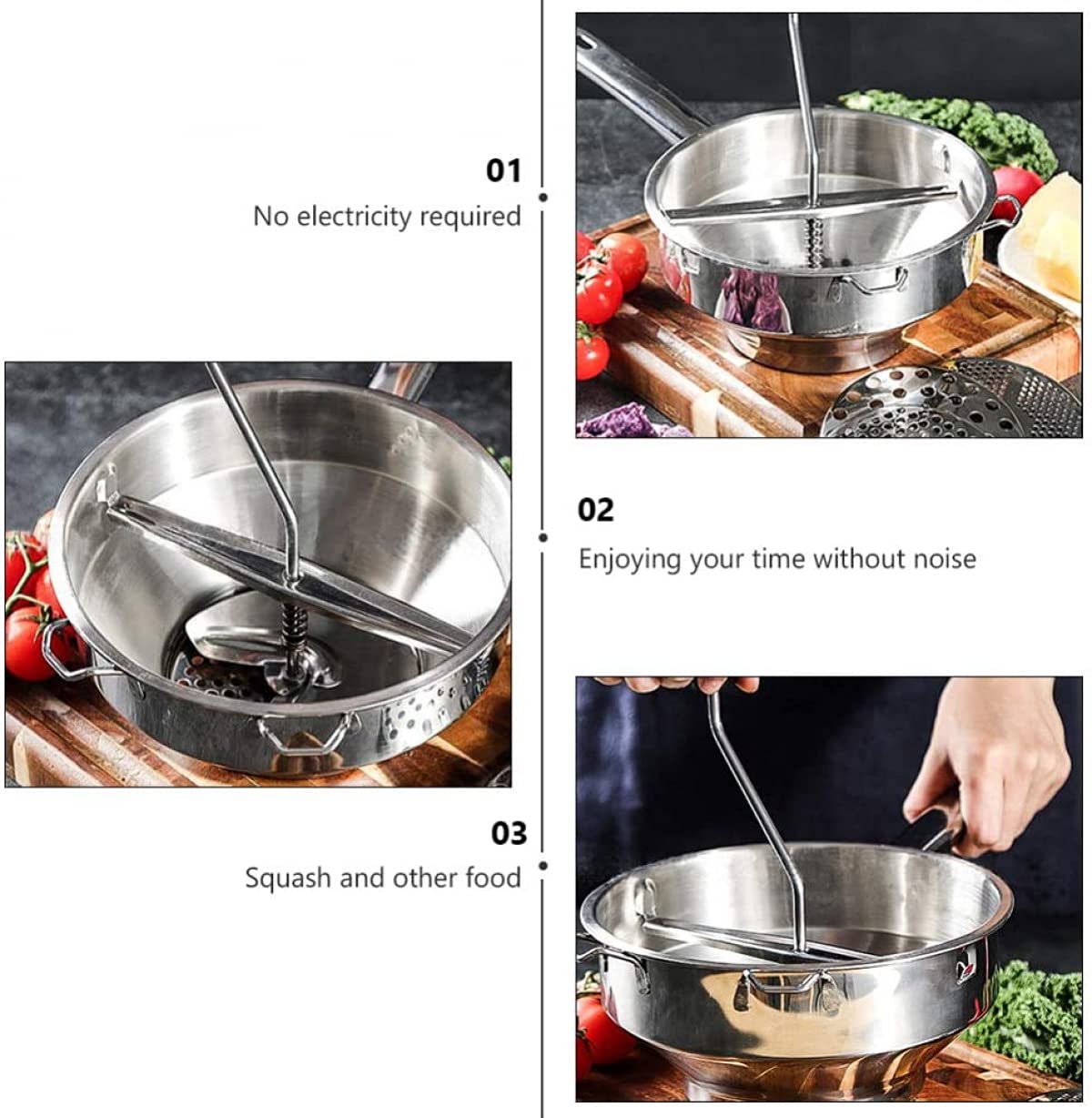 Premium Stainless Steel Strainer & Mill Press for Soup, Jam, Porridge, Sauces - Perfect for Home Cooking, Canning, and Food Preparation