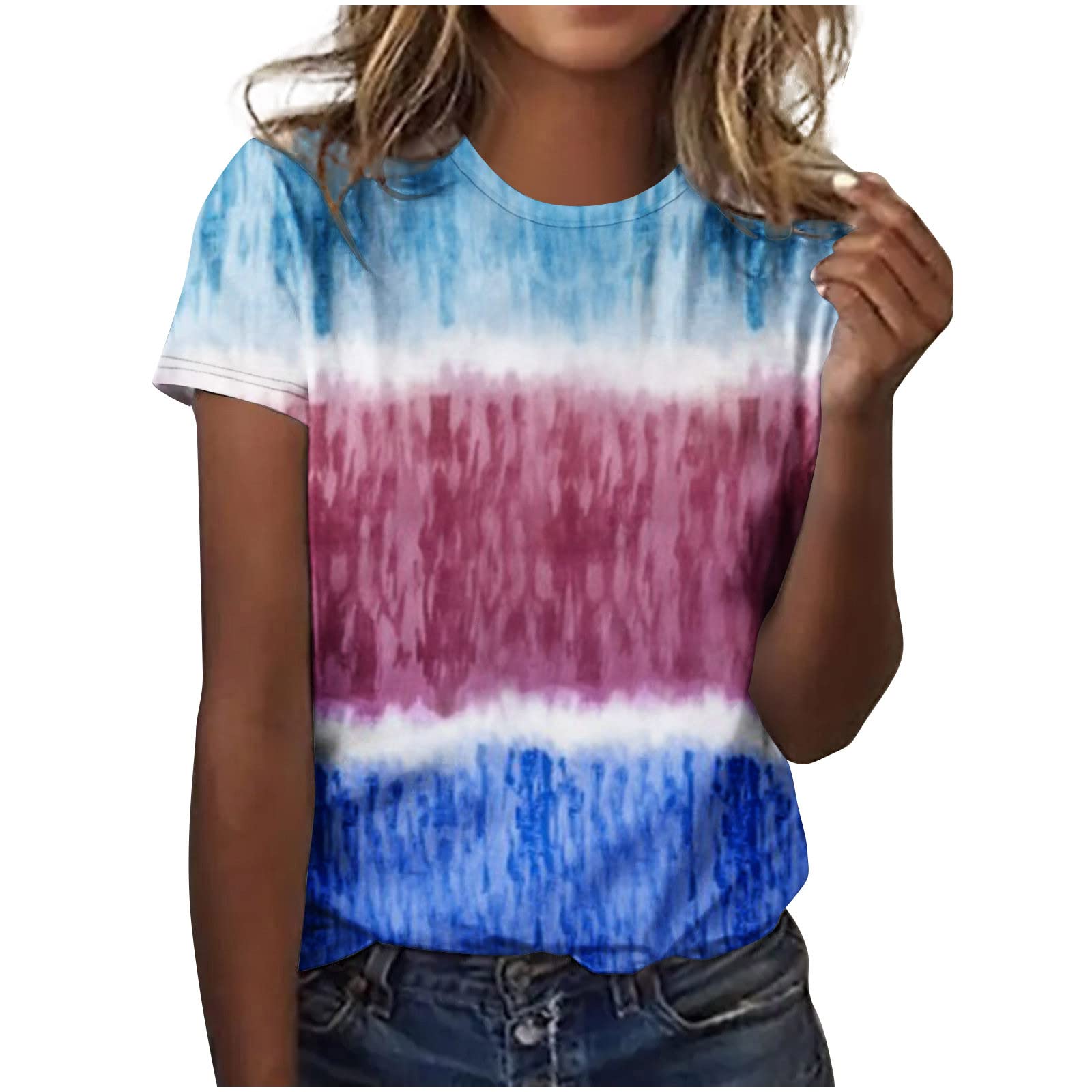Women's Fashion Round Neck Printed Short Sleeve Blouse - Elegant Casual Summer T-Shirt Top for Women | Perfect for Office Wear, Date Nights & Outdoor Activities