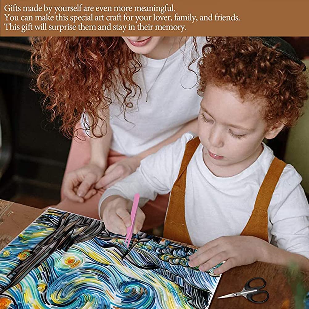 GAOCITA Van Gogh Starry Night Paper Quilling Kit - Complete DIY Filigree Painting Set with All Materials | Handmade Paper Art Craft for Home Decor, Gift Making & Relaxation