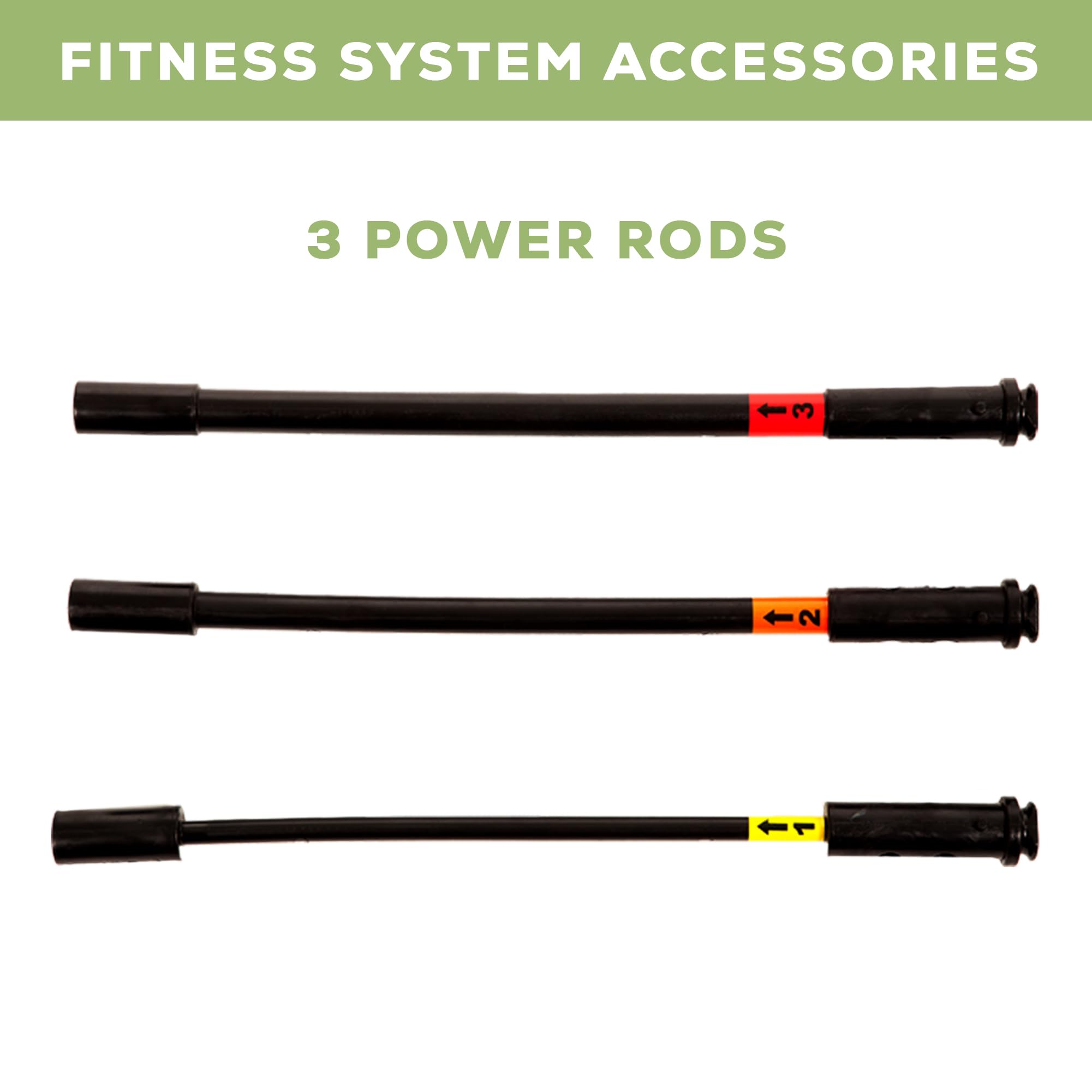 3 Power Rods Set - Workout Resistance Bands for Home & Gym Training