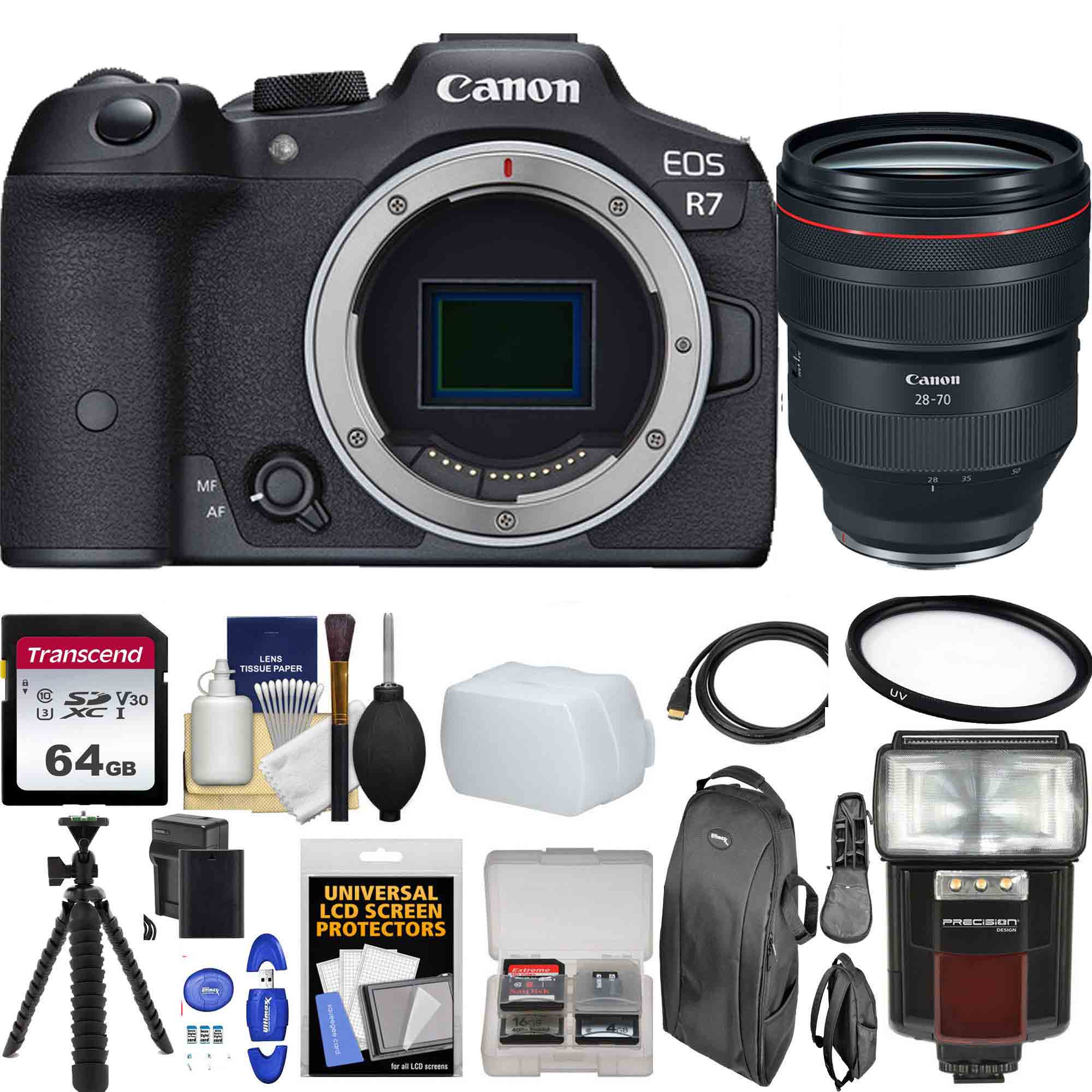 Canon EOS R7 Mirrorless Digital Camera with RF 28-70mm f/2L USM Lens | 64GB Memory Card & Accessories Kit | Professional Photography, Vlogging & Travel