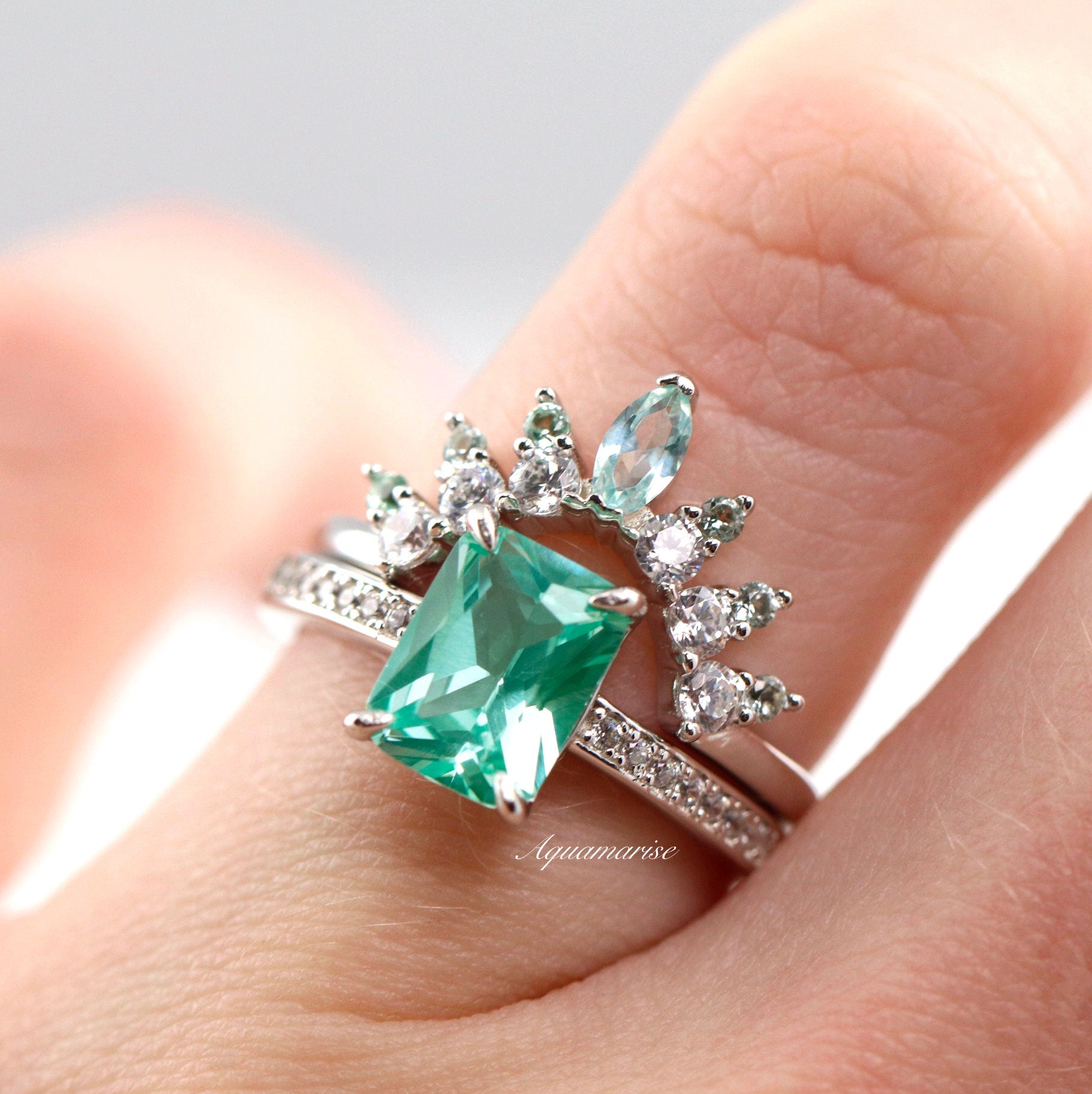 Ava Mint Green Sapphire Ring for Women - Sterling Silver 925 Jewelry, Elegant Gift for Anniversary, Birthday & Engagement - Perfect for Everyday Wear & Special Occasions