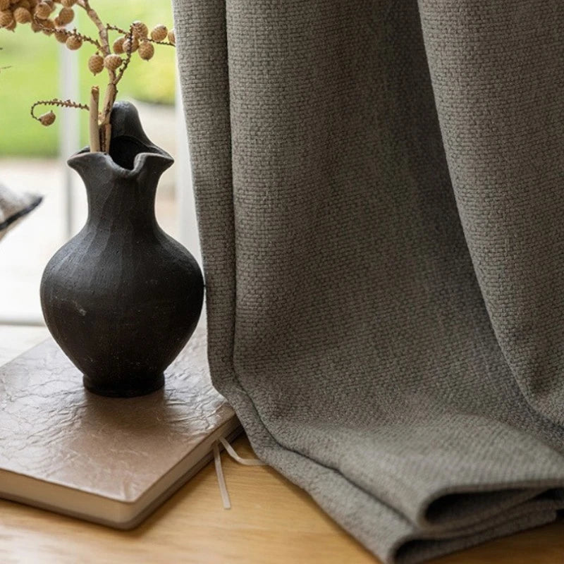 Natasha Cotton Linen Cross Weave Blackout Curtains for Bedroom - Thermal Insulated Window Drapes for Living Room & Nursery, Noise Reducing & Light Blocking Home Decor