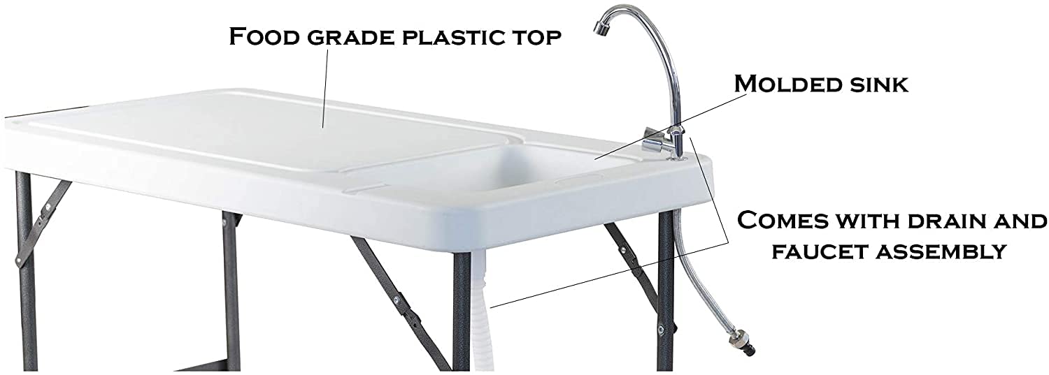 Portable Folding Fish Fillet Cutting Board Table with Built-in Sink & Faucet - Easy to Carry, Clean & Store | Perfect for Camping, Fishing Trips & Outdoor Cooking