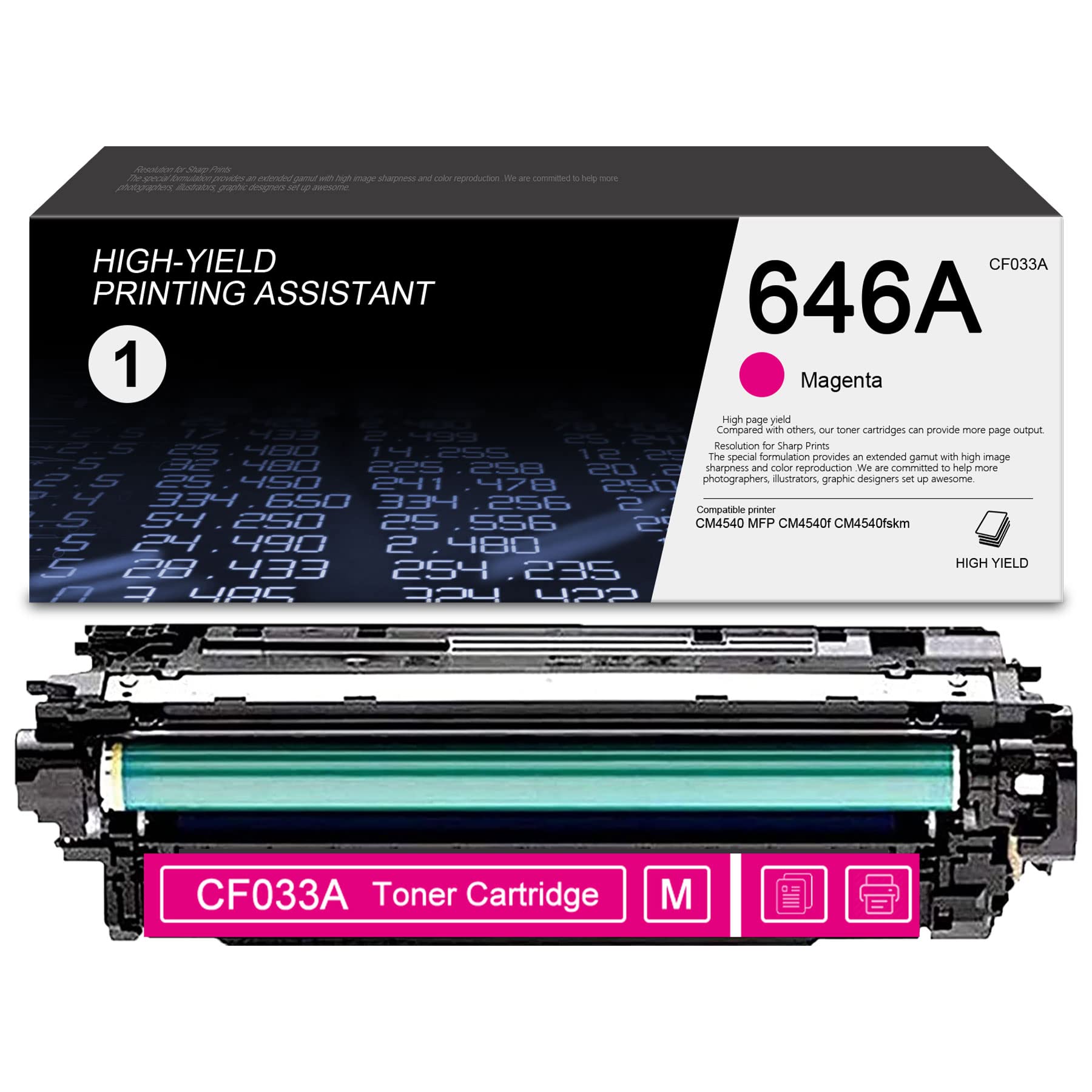 ONWARD 1 Pack 646A CF033A High Yield Remanufactured Toner Cartridge - Compatible with HP Enterprise CM4540, CM4540fskm, CM4540f MFP Printers (Magenta) | Reliable Replacement Ink for Office & Home Printing Needs