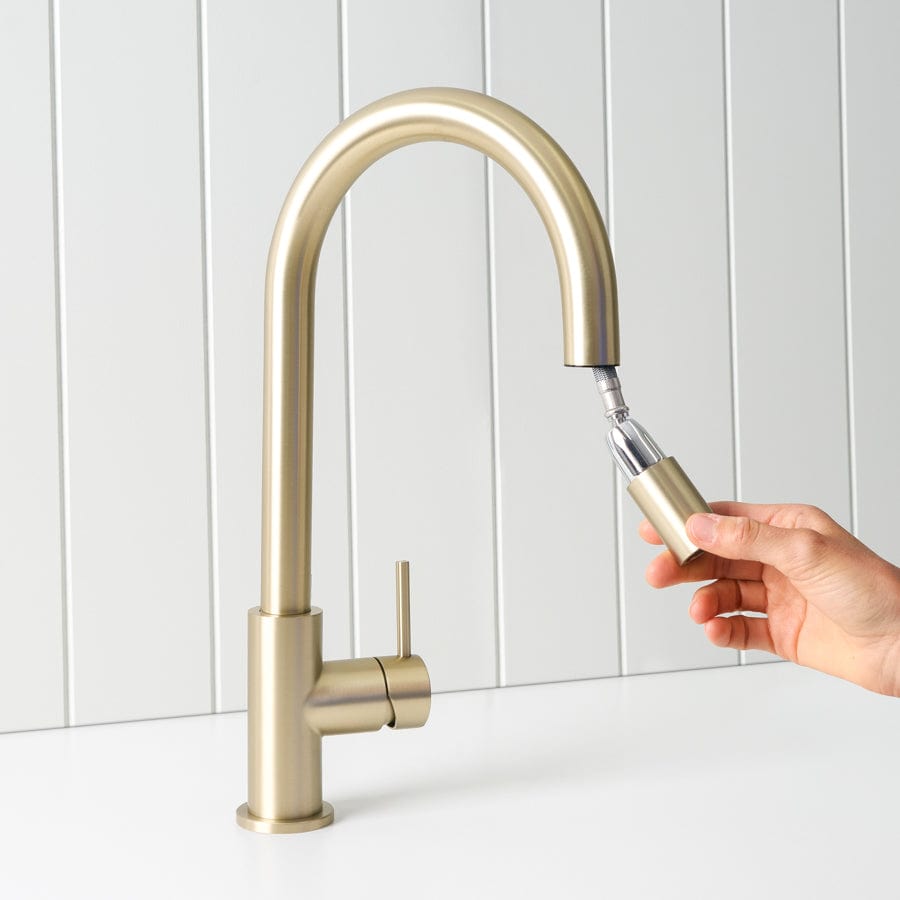 Sydney Pullout Kitchen Faucet with Sprayer - Warm Brushed Nickel Finish - Perfect for Modern Farmhouse & Contemporary Kitchen Sinks