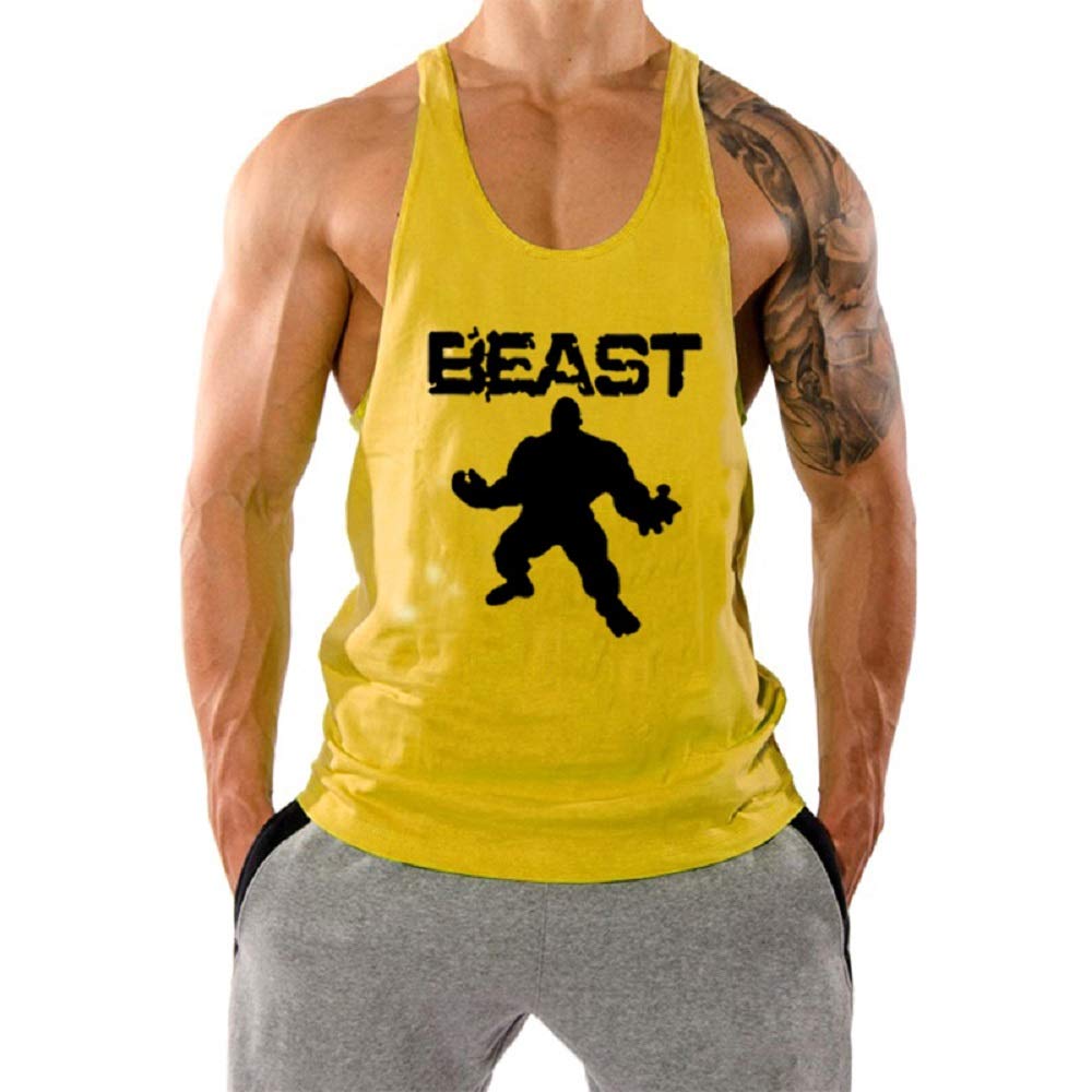 GymLeader Men's Muscle Building Stringer Tank Top - Y Back Workout Shirt for Bodybuilding & Fitness Training | Gym, Running & Athletic Wear