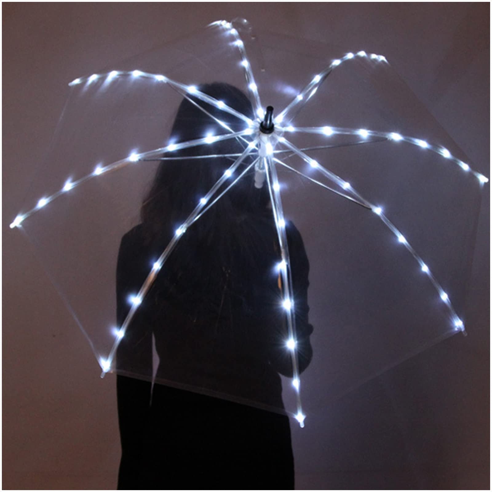 Z&X LED Lighted Umbrella - Color Changing Transparent Rain Umbrella with 16 RGB Colors, USB Rechargeable for Halloween, Carnival, Rave Parties, Night Walking & Outdoor Events