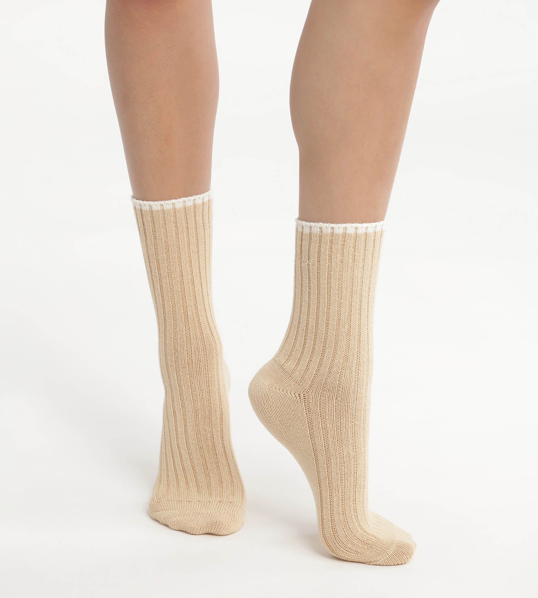 Women's Ribbed Solid Beige Vanilla Bamboo Socks - Soft & Breathable for Everyday Comfort, Workouts & Relaxation