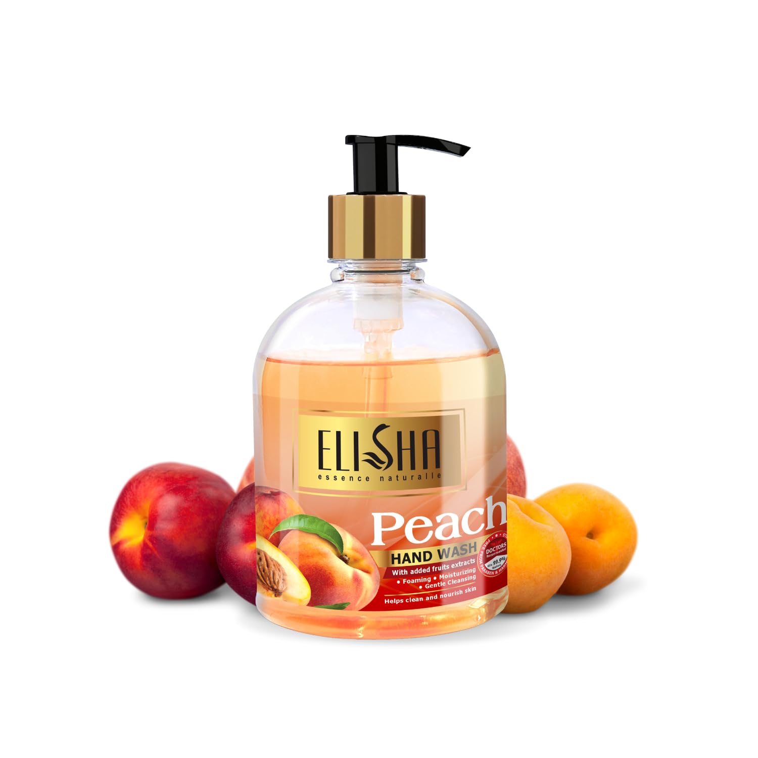 Elisha Scented Peach Hand Wash Dispenser - 500ml Family Pack | 10x Germ Protection | Moisturizing & Gentle Formula | Natural Liquid Soap for Kitchen, Bathroom & Office Use