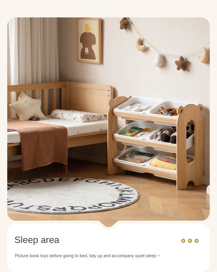 Solid Wood Kids Bookshelf - Poplar Multi-Tier Floor Standing Storage Organizer for Toys, Books & Nursery Decor | Perfect for Playrooms, Bedrooms & Daycares