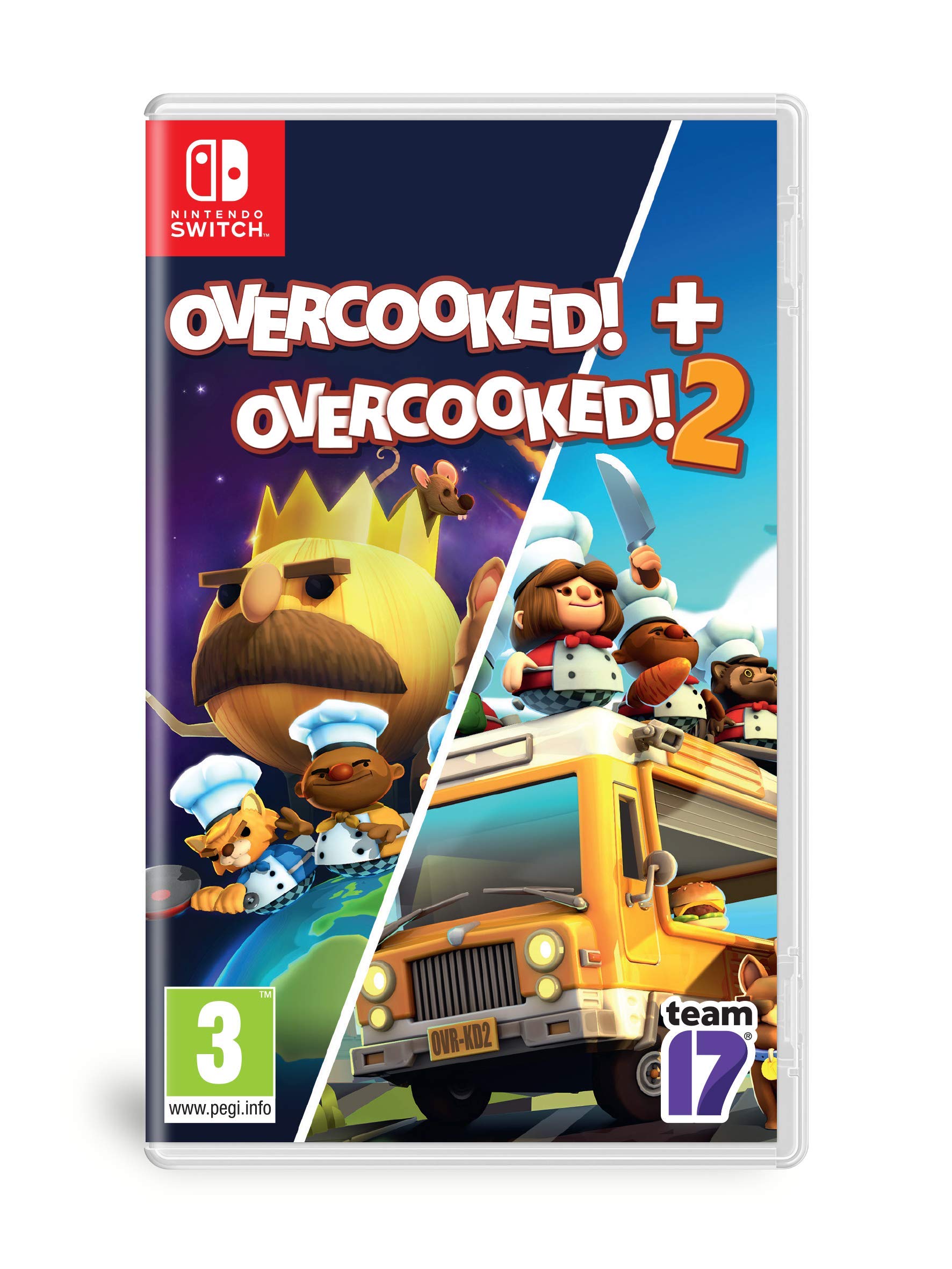 Overcooked! & Overcooked! 2 Bundle for Nintendo Switch - Fun Multiplayer Cooking Game for Parties & Family Game Night