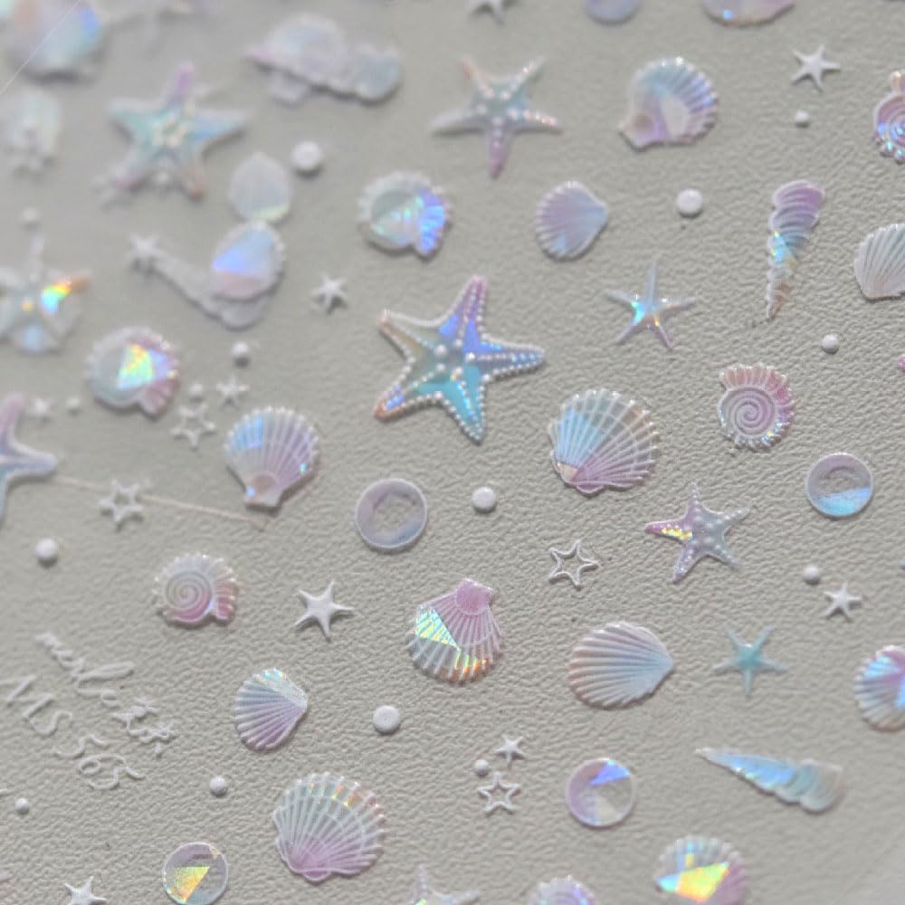 Aurora Ocean Nail Stickers - Summer Nail Art Decals with Starfish & Seashell Designs | Waterproof Nail Stickers for Manicure, Pedicure & Nail Art Supplies | Perfect for Beach Vacations, Pool Parties & Summer Nail Designs