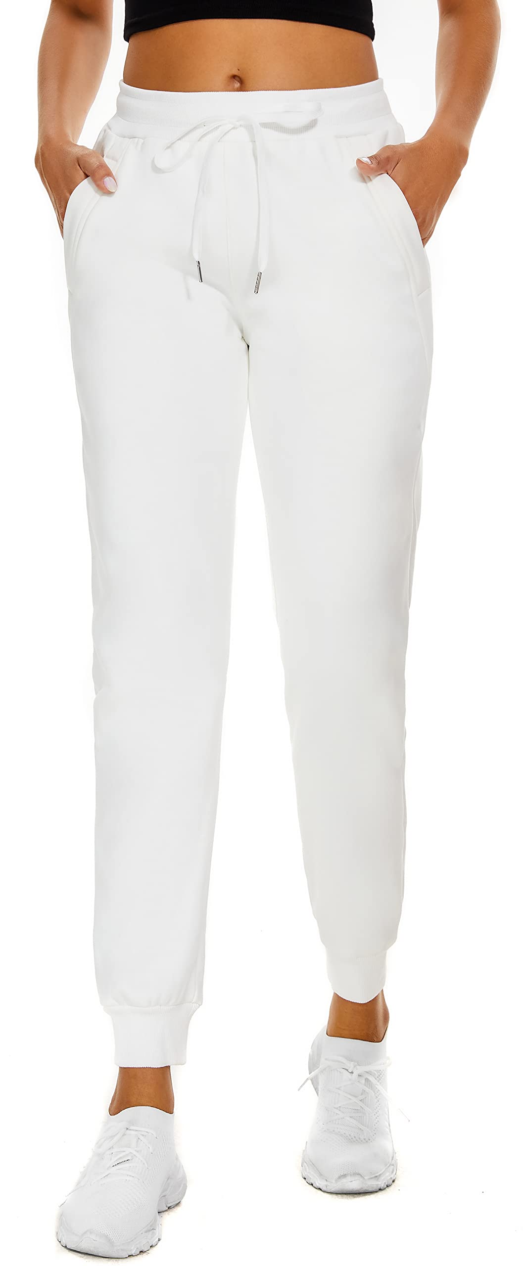 MOUEEY Women's Fleece Lined Jogger Pants with Zipper Pockets - Super Warm Sherpa Sweatpants for Running, Yoga & Winter Outdoor Activities