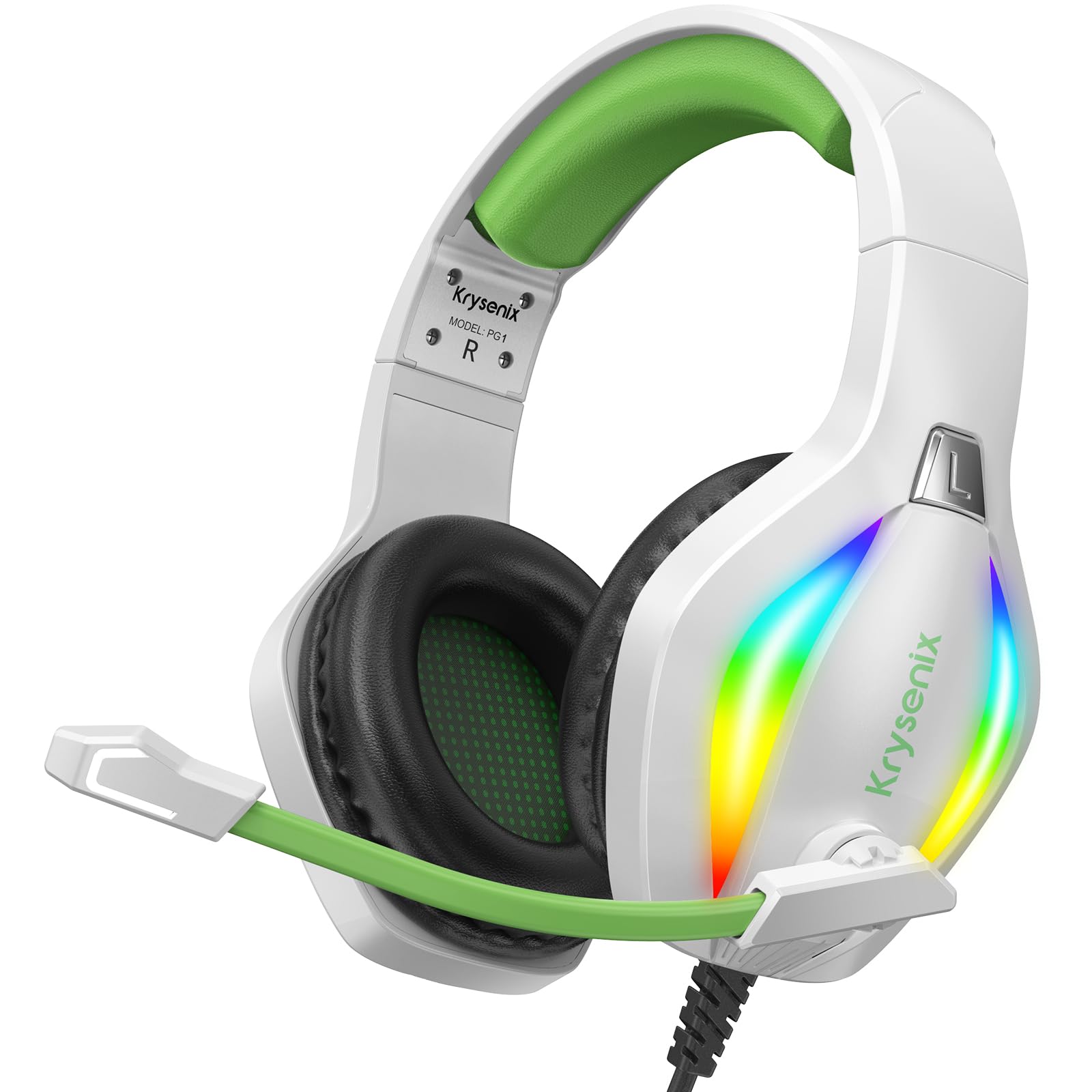 PG1 Gaming Headset with Microphone - Noise Cancelling Over-Ear Headphones for PS5, PS4, Xbox, PC, Nintendo Switch - RGB Lighting & 3.5mm Jack - Perfect for FPS Games, Streaming & Online Chatting
