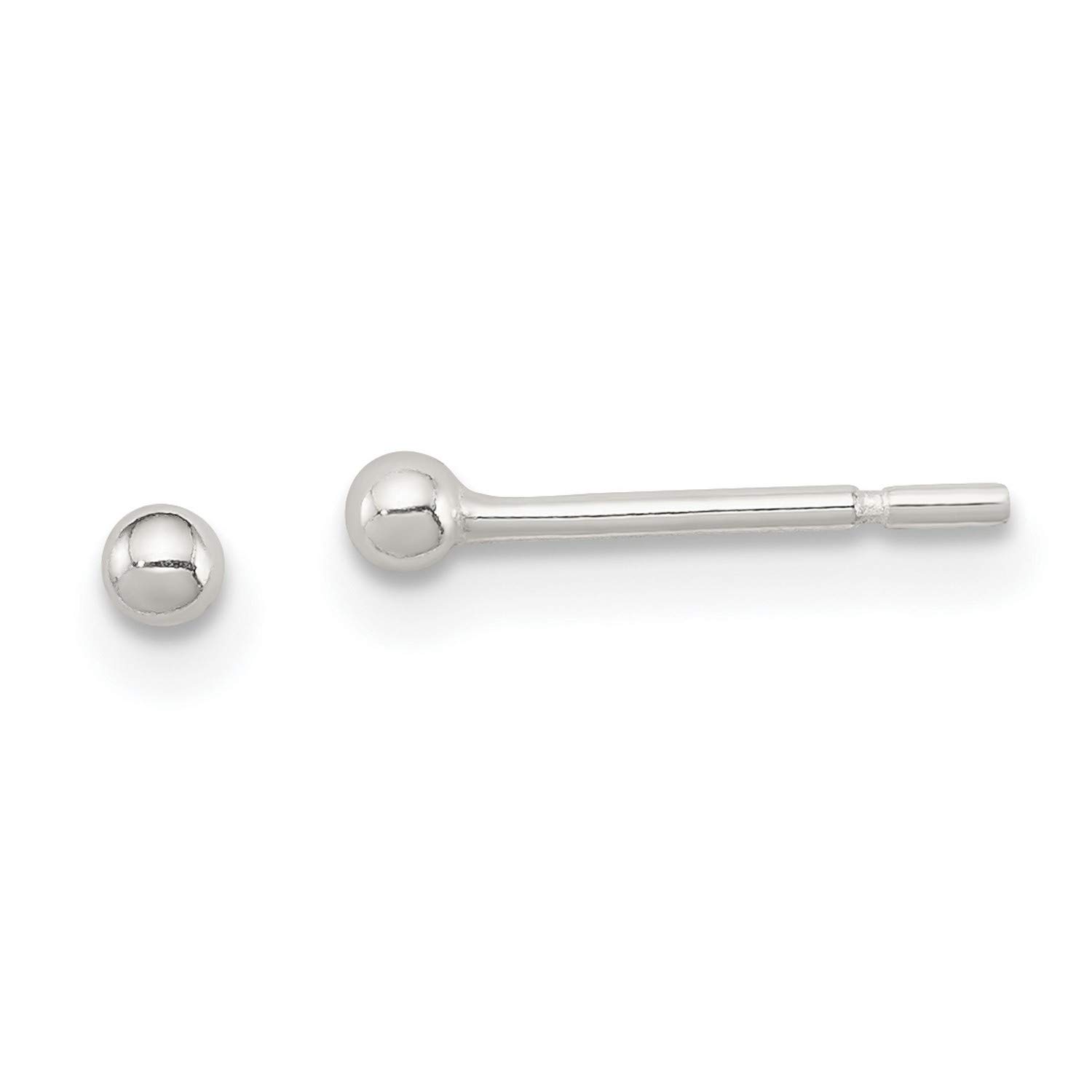 2mm Sterling Silver Polished Ball Stud Earrings - 2x2mm Hypoallergenic Jewelry for Women, Perfect for Everyday Wear & Gift Giving