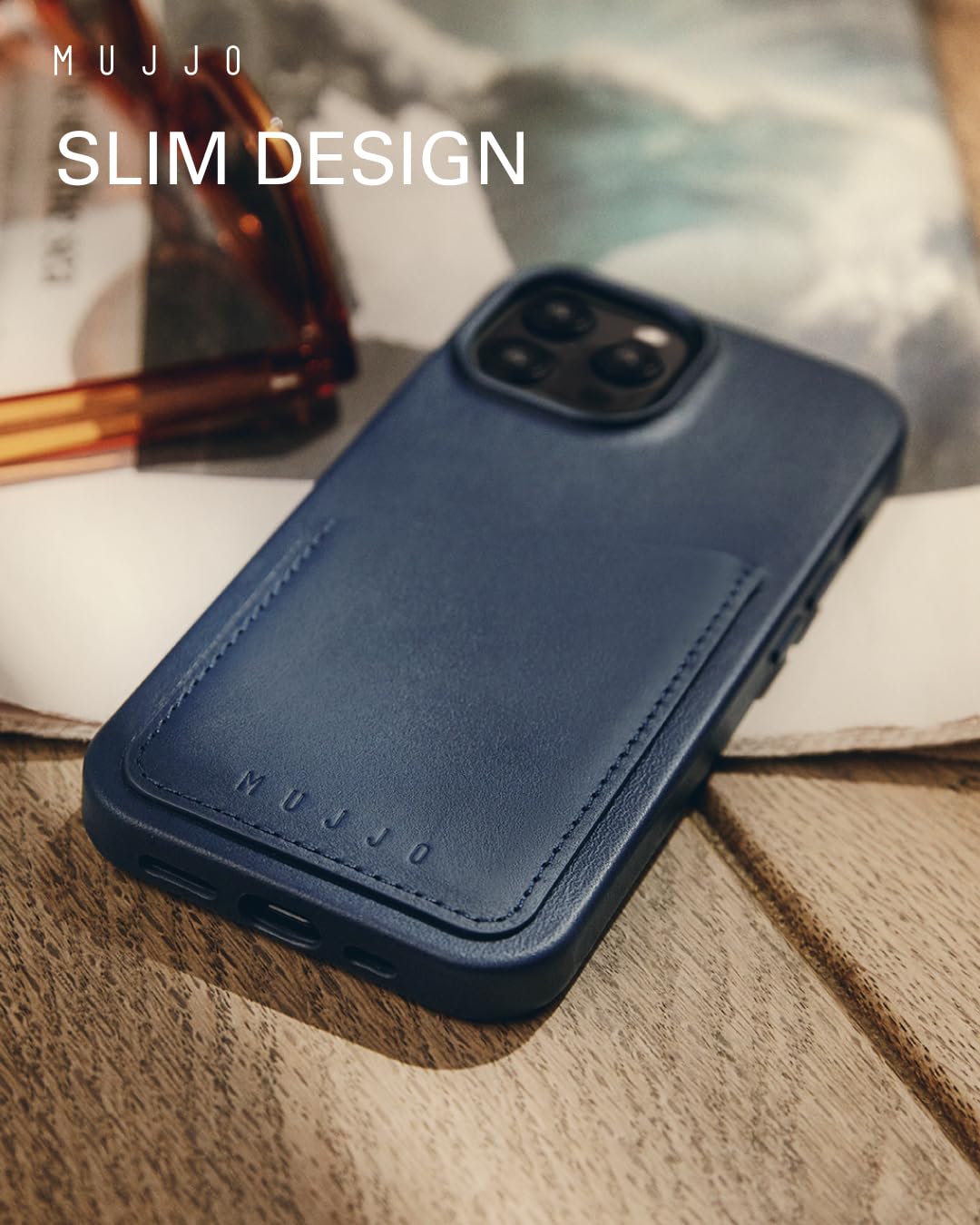 Premium Mujjo Leather Wallet Case for iPhone 15 Pro | MagSafe Compatible | European Leather with Card Pocket | Enhanced Protection for Phone & Camera | Eco-Friendly Recycled Materials | Perfect for Everyday Use, Travel & Business Professionals
