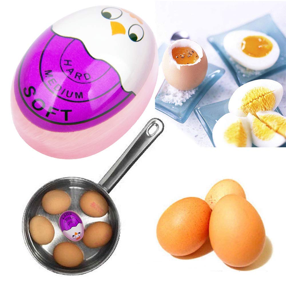 Color Changing Egg Timer for Perfect Hard & Soft Boiled Eggs - 6 Pack Purple Kitchen Gadget - Ideal for Breakfast, Meal Prep & Cooking Enthusiasts