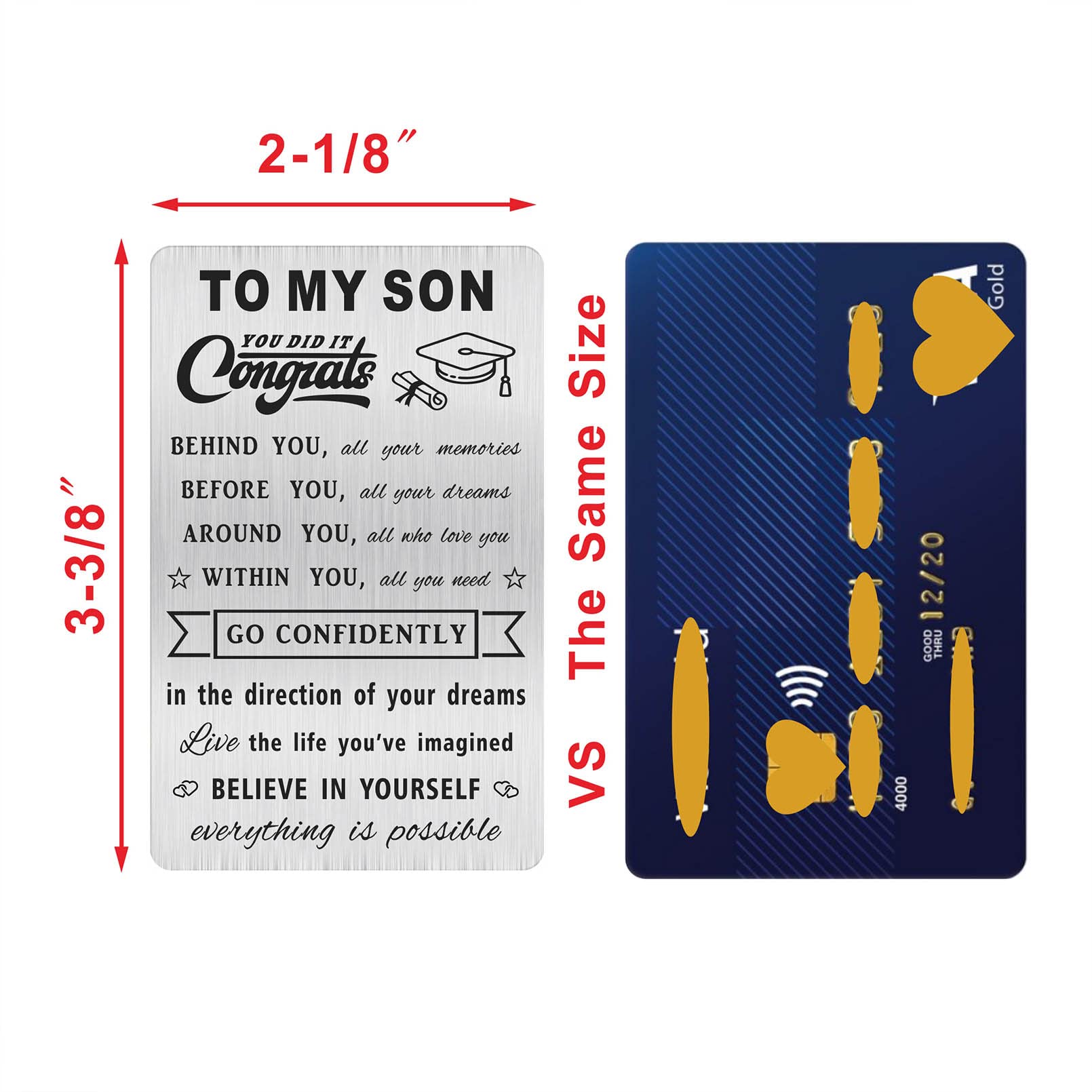 MOQIYXL Personalized Engraved Graduation Wallet Card - Thoughtful Gift for Son's College & School Graduation 2024 - Perfect for Commencement Ceremonies & Keepsake Memories