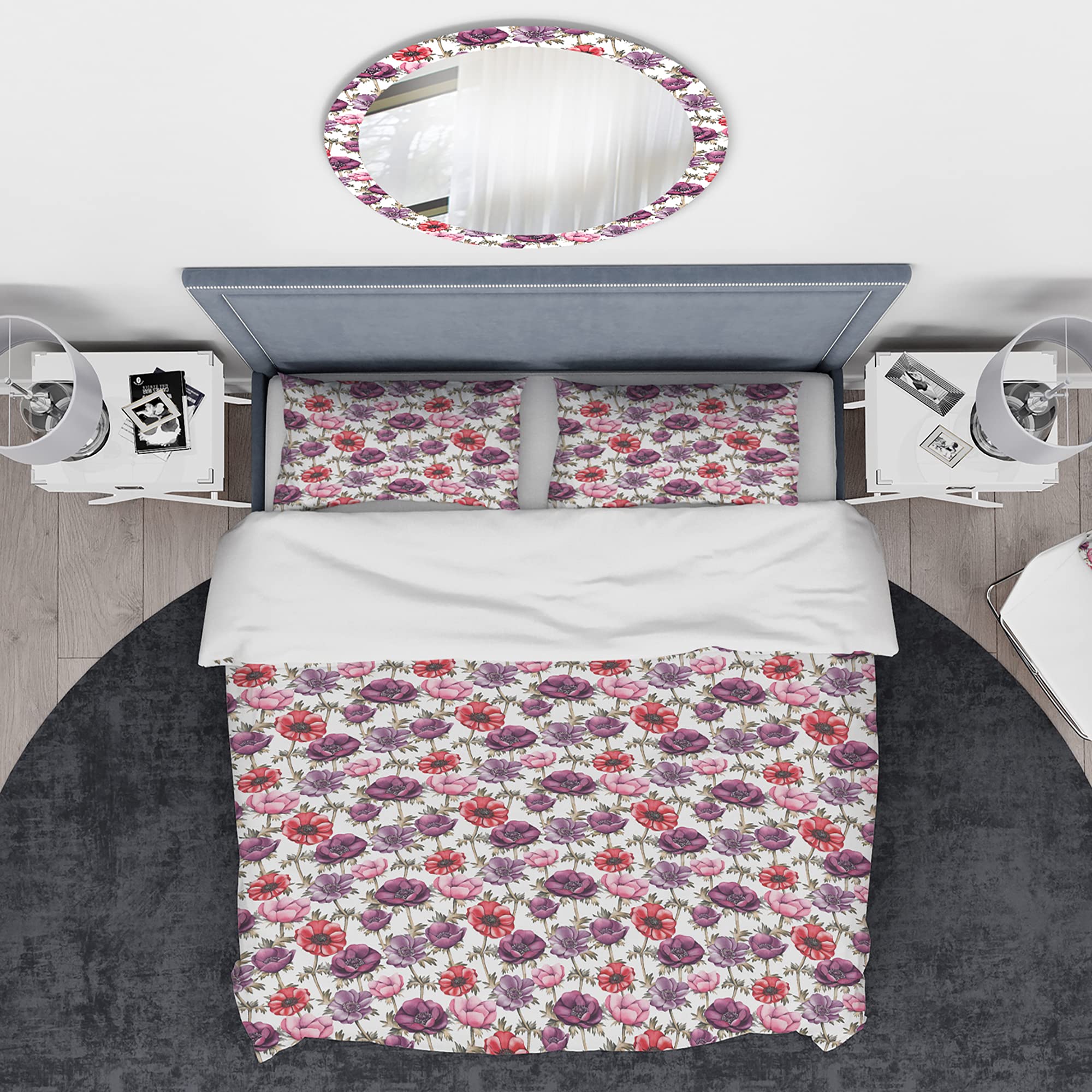 Colorful Floral Duvet Cover Set King - Coastal Bedding for All Seasons