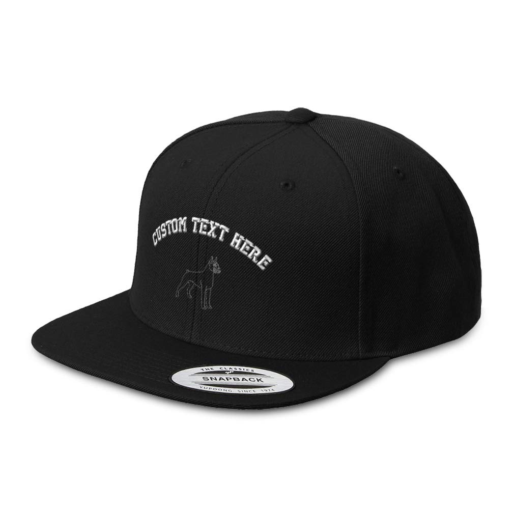 Custom Snapback Hats for Men & Women - Embroidered Boxer Dog Design, Acrylic Flat Bill Baseball Cap - Black - Personalized Text Option - Perfect for Casual Wear, Sports & Street Fashion