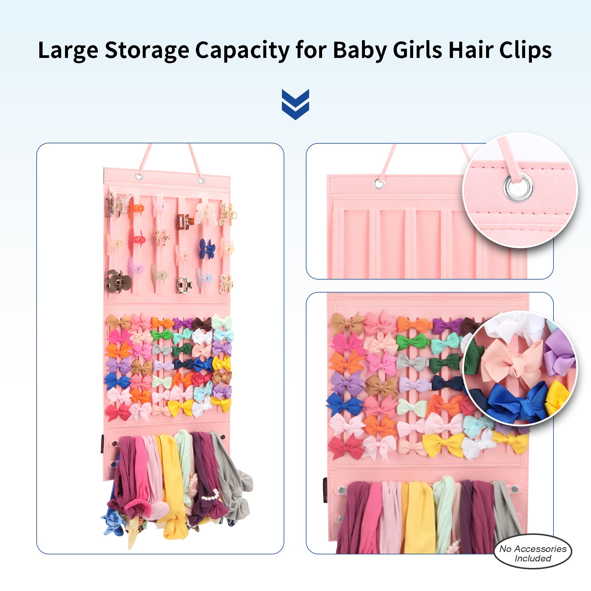 Hair Claw Clips Organizer for Girls - Wall Mounted Hair Accessory Storage Holder with Butterfly Design, Perfect for Hair Bows, Jaw Clips & Barrettes - Pink (Ideal for Bedroom, Bathroom, Closet & Dorm Organization)