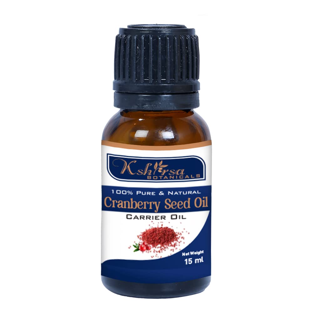 100% Pure & Natural Cranberry Seed Oil (Vaccinium Macrocarpon) - 0.5 oz with Euro Dropper for Skin Care, Hair Growth & Aromatherapy | Anti-Aging Facial Serum, Dry Scalp Treatment & Massage Oil