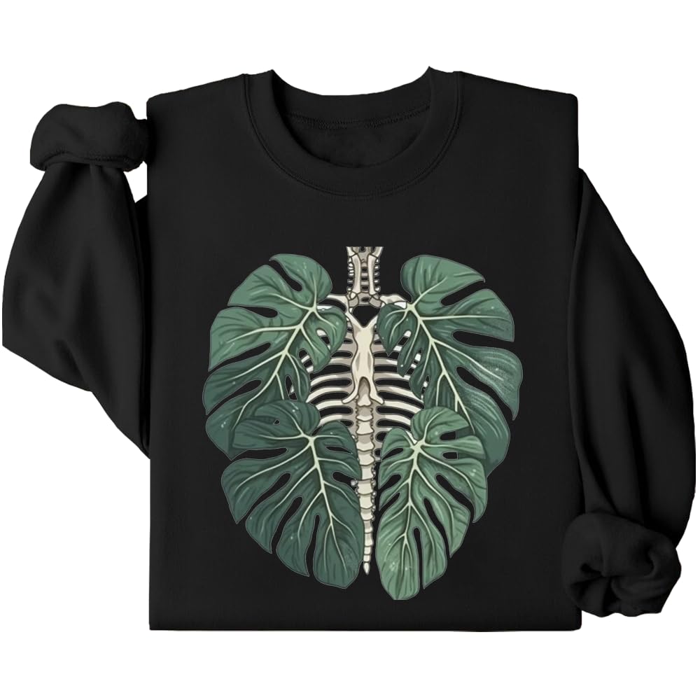 Skeleton Plant Body Sweatshirt for Plant Lovers | Unique Botanical Graphic Hoodie | Funny Plant Enthusiast Shirt | Perfect for Gardening, Earth Day & Nature-Themed Events