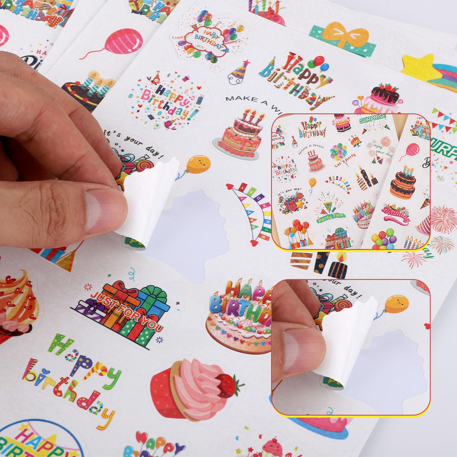 6 Sheet Happy Birthday Stickers - 24 Cute Adhesive Party Decals for Kids, DIY Birthday Decorations & Party Supplies | Perfect for Birthday Cards, Gift Wrapping, Scrapbooking & Party Favors