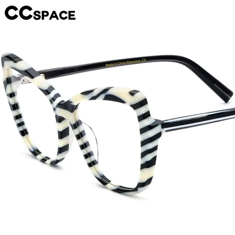 CCspace Unisex Full Rim Square Cat Eye Acetate Eyeglasses 56928 - Retro Fashion Glasses for Men & Women - Perfect for Office, Reading & Daily Wear