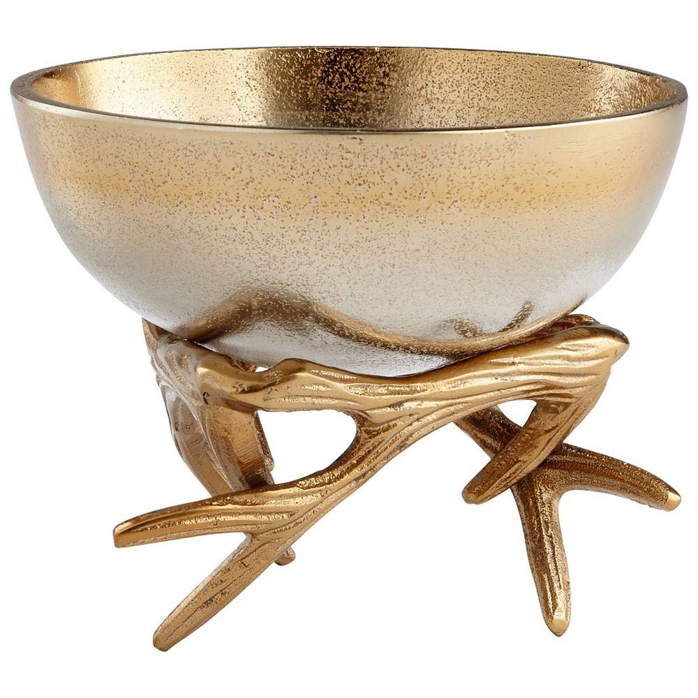 Cyan Design 08131 Small Antler Anchored Bowl - Handcrafted Decorative Serving Bowl for Fruits, Nuts & Home Decor - Perfect for Rustic Farmhouse, Cabin & Lodge Style Dining