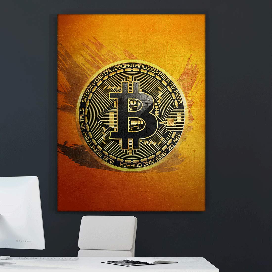 Bitcoin Wall Art Canvas Print - Motivational 'HODL' Crypto BTC Office & Home Decor - Modern Inspirational Art for Cryptocurrency Traders & Investors - 40x30 Inches - Perfect for Trading Rooms, Home Offices & Man Caves