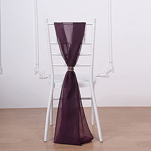 50 Eggplant Purple Extra Wide Premium Chiffon Chair Sashes - Elegant Wedding, Bridal Shower & Party Decorations for Chairs, Tables & Venue Decor
